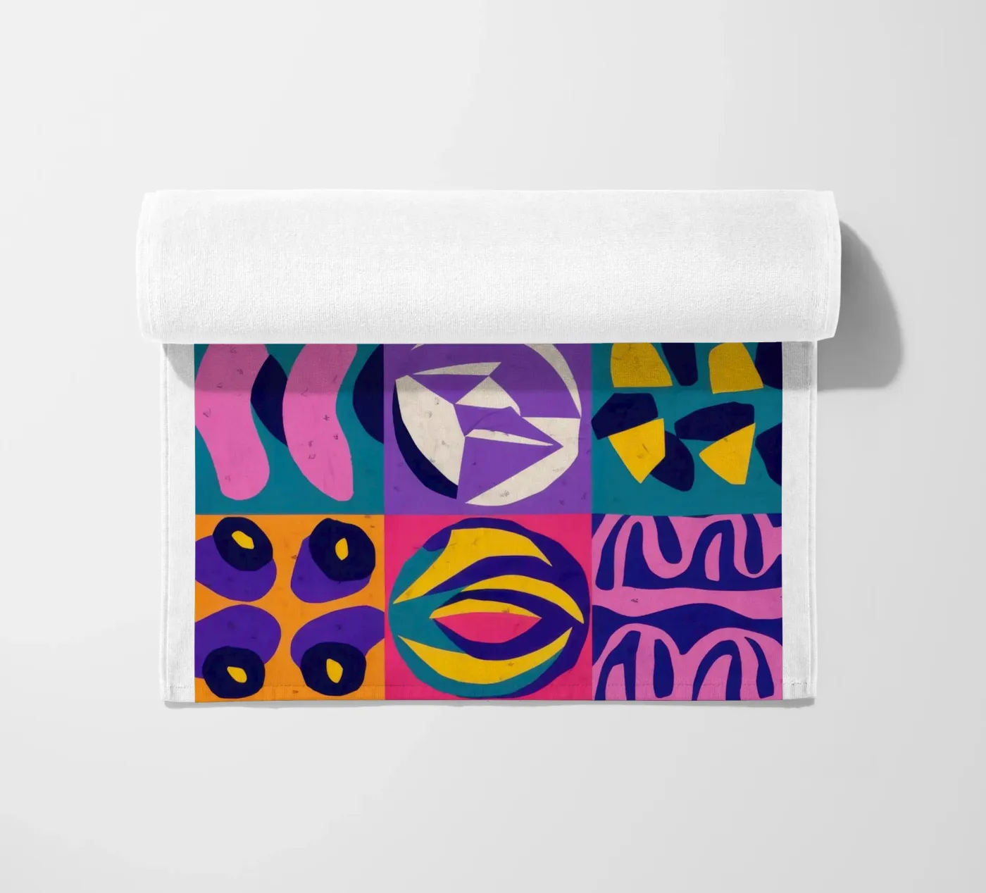 Patchwork geometrico viola telo mare da Bring Hues