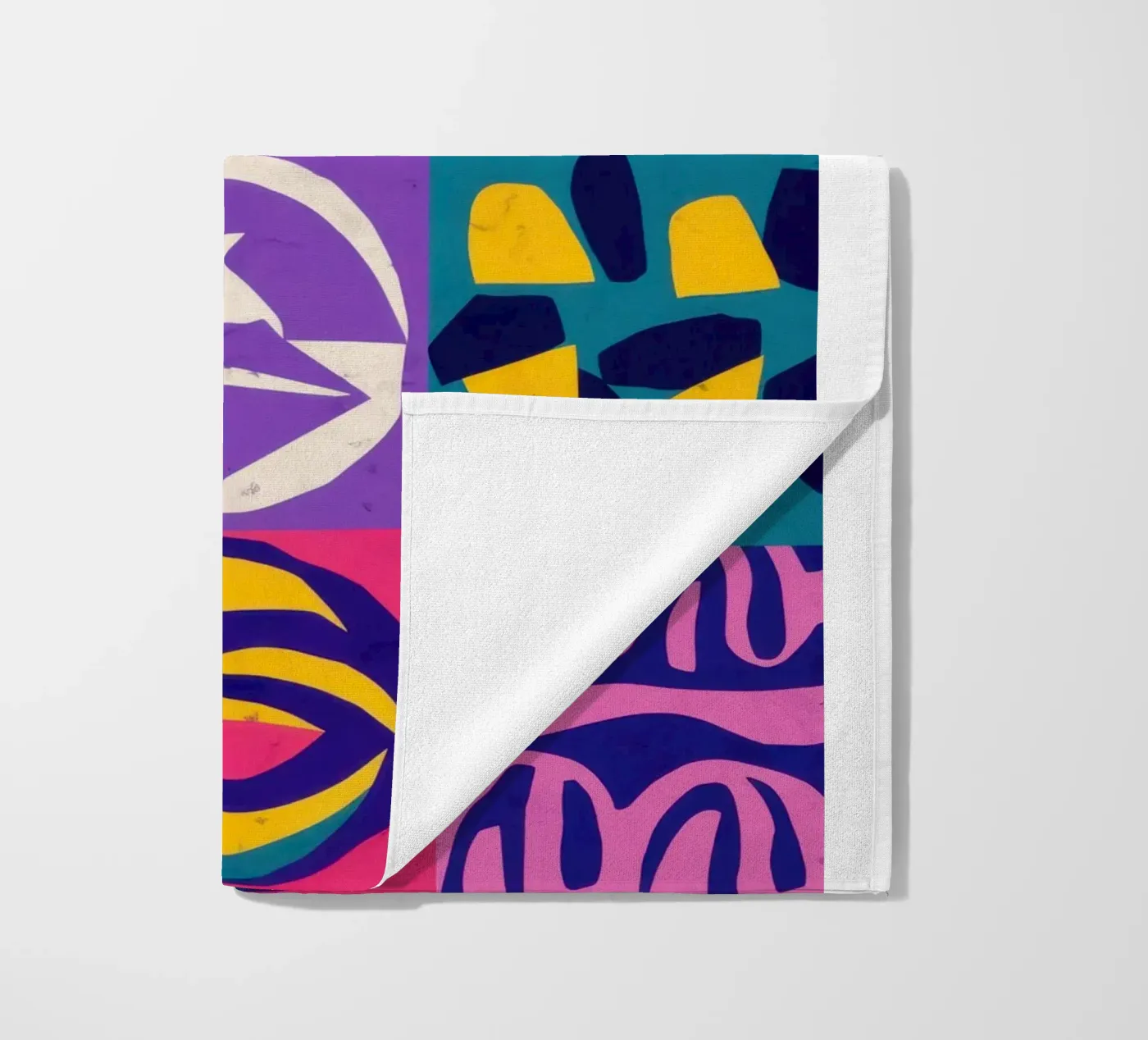 Patchwork geometrico viola telo mare da Bring Hues
