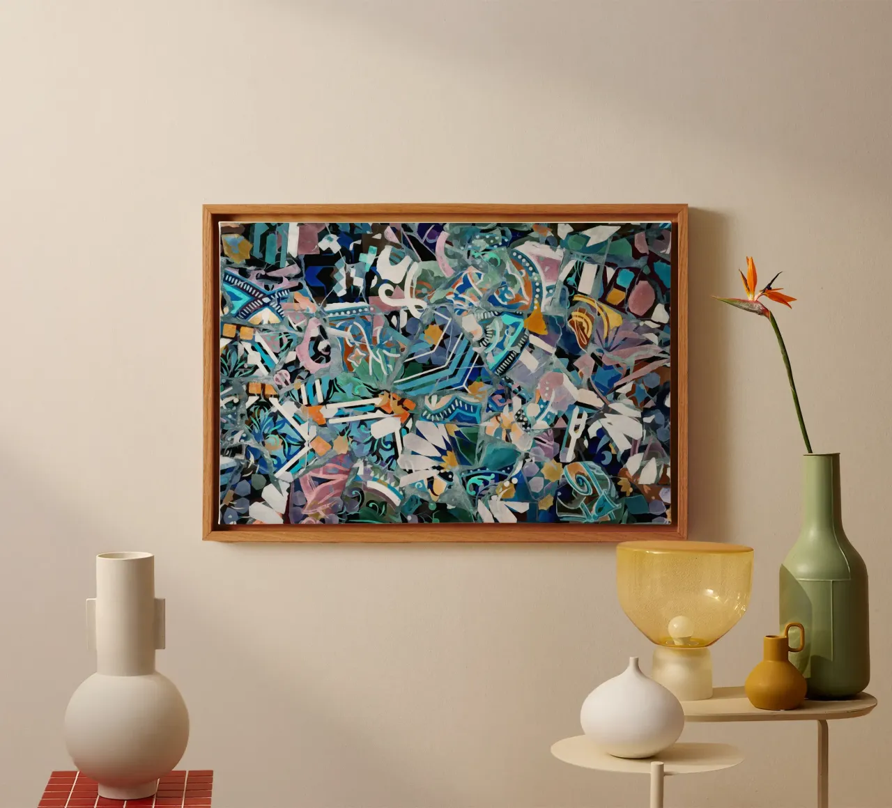 Mosaic of Barcelona 11 canvas with Floater frame by amini54