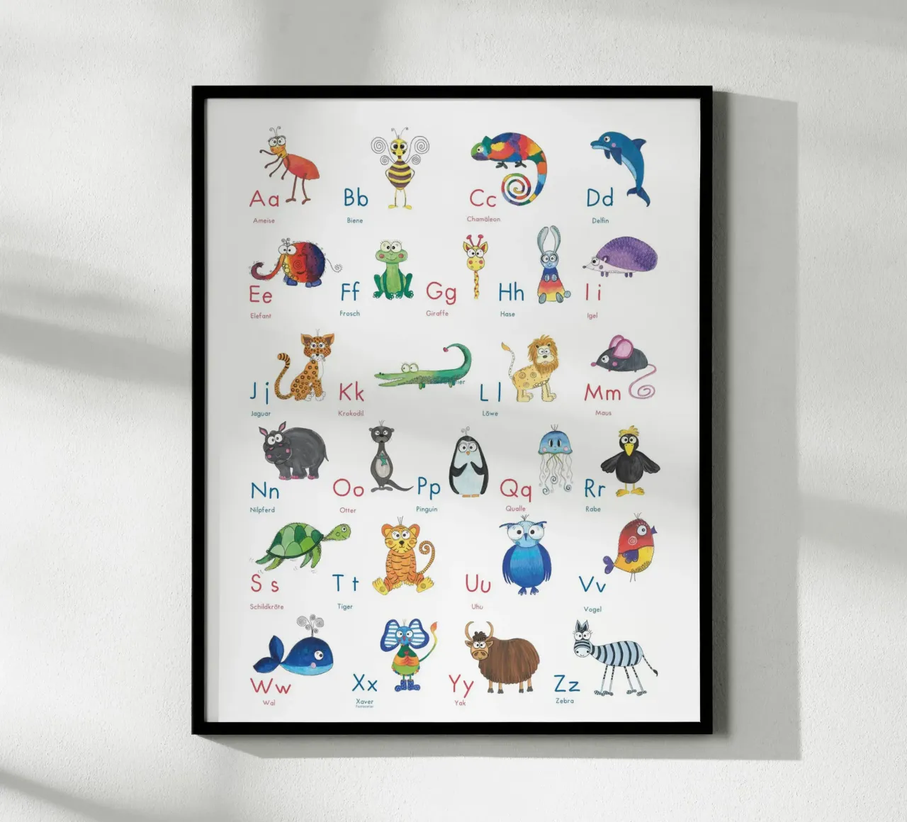 TIER ABC poster con telaio in legno da Inge Hauser Illustration