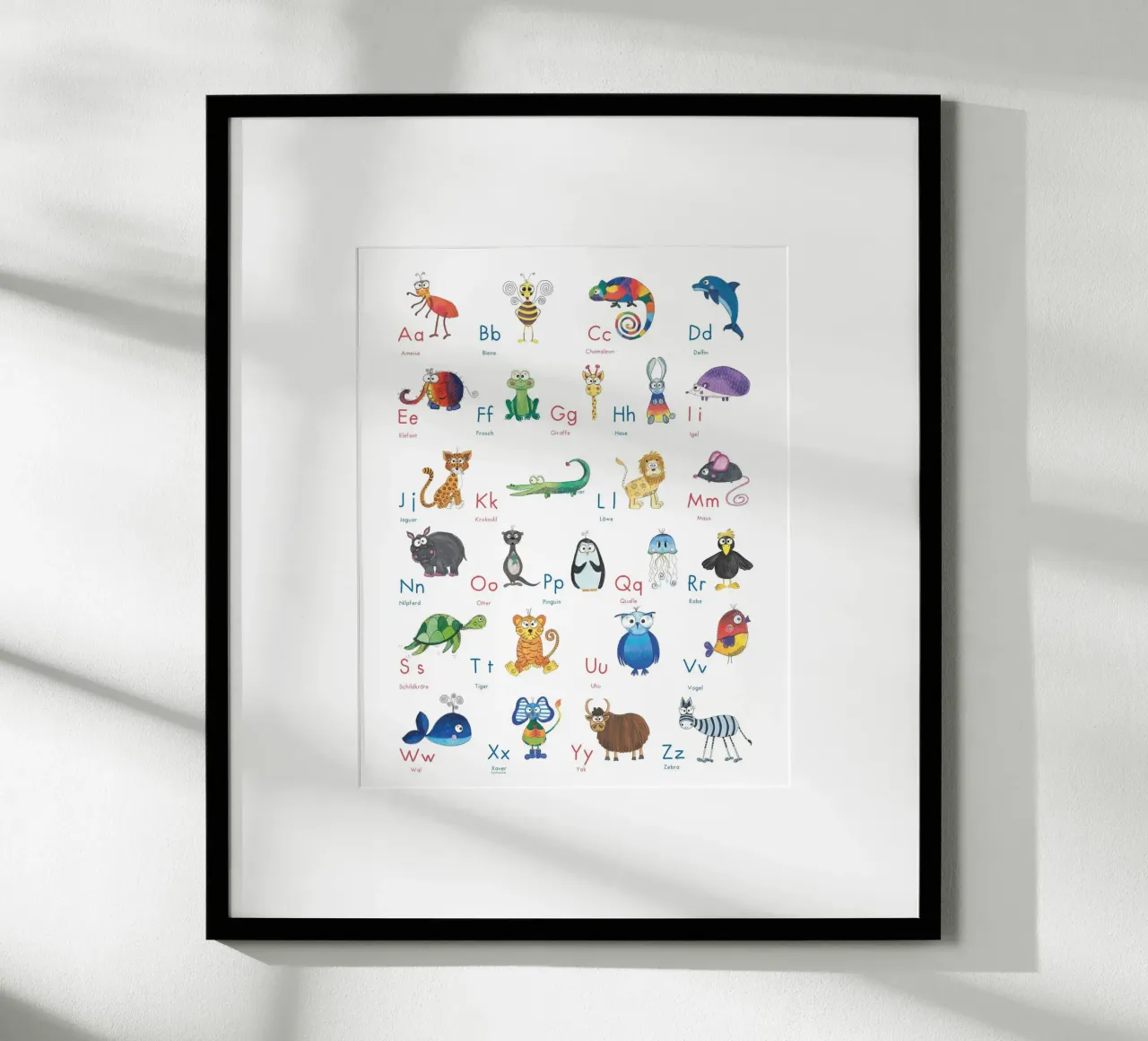 TIER ABC poster con telaio in legno da Inge Hauser Illustration