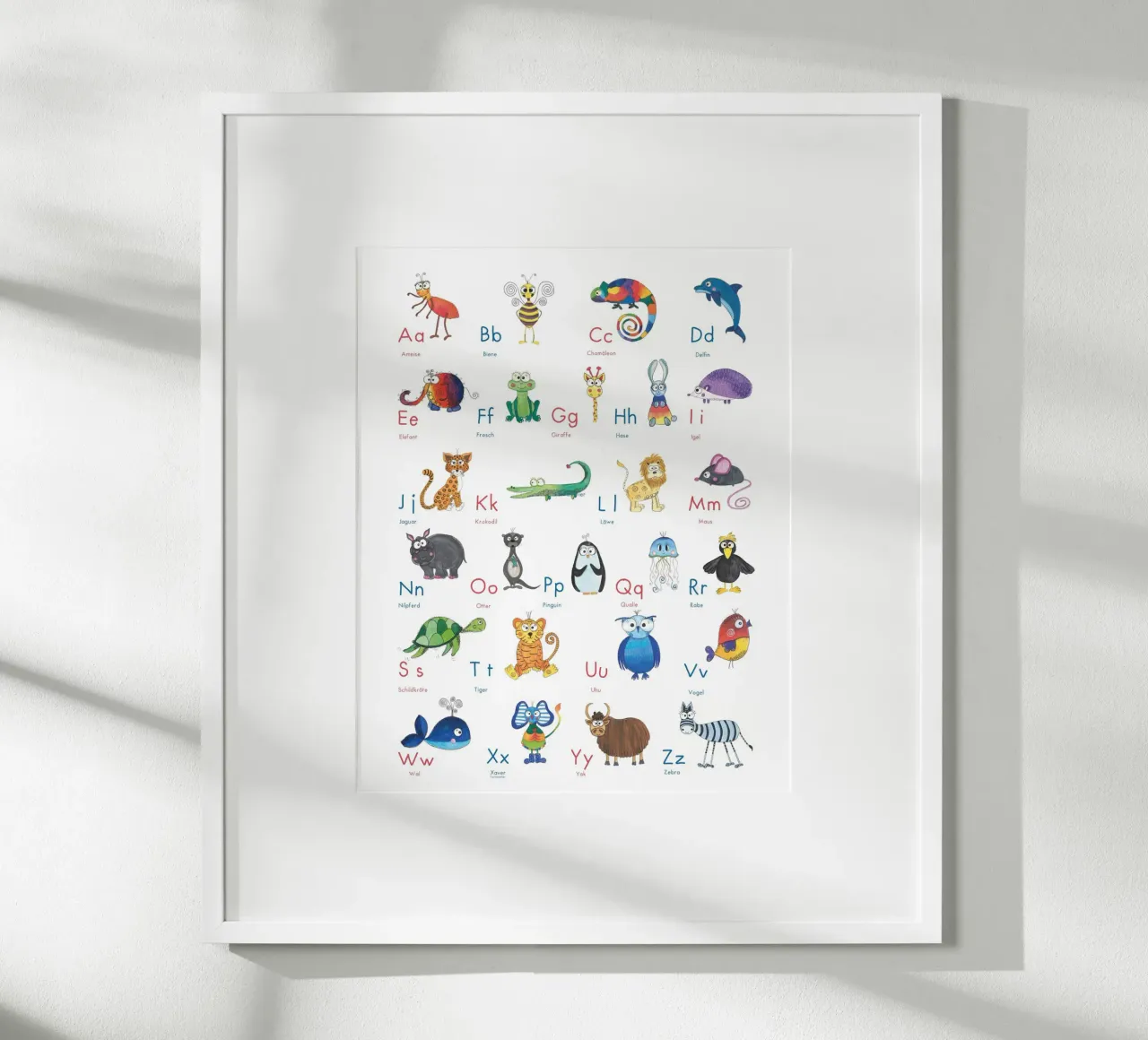 TIER ABC poster con telaio in legno da Inge Hauser Illustration