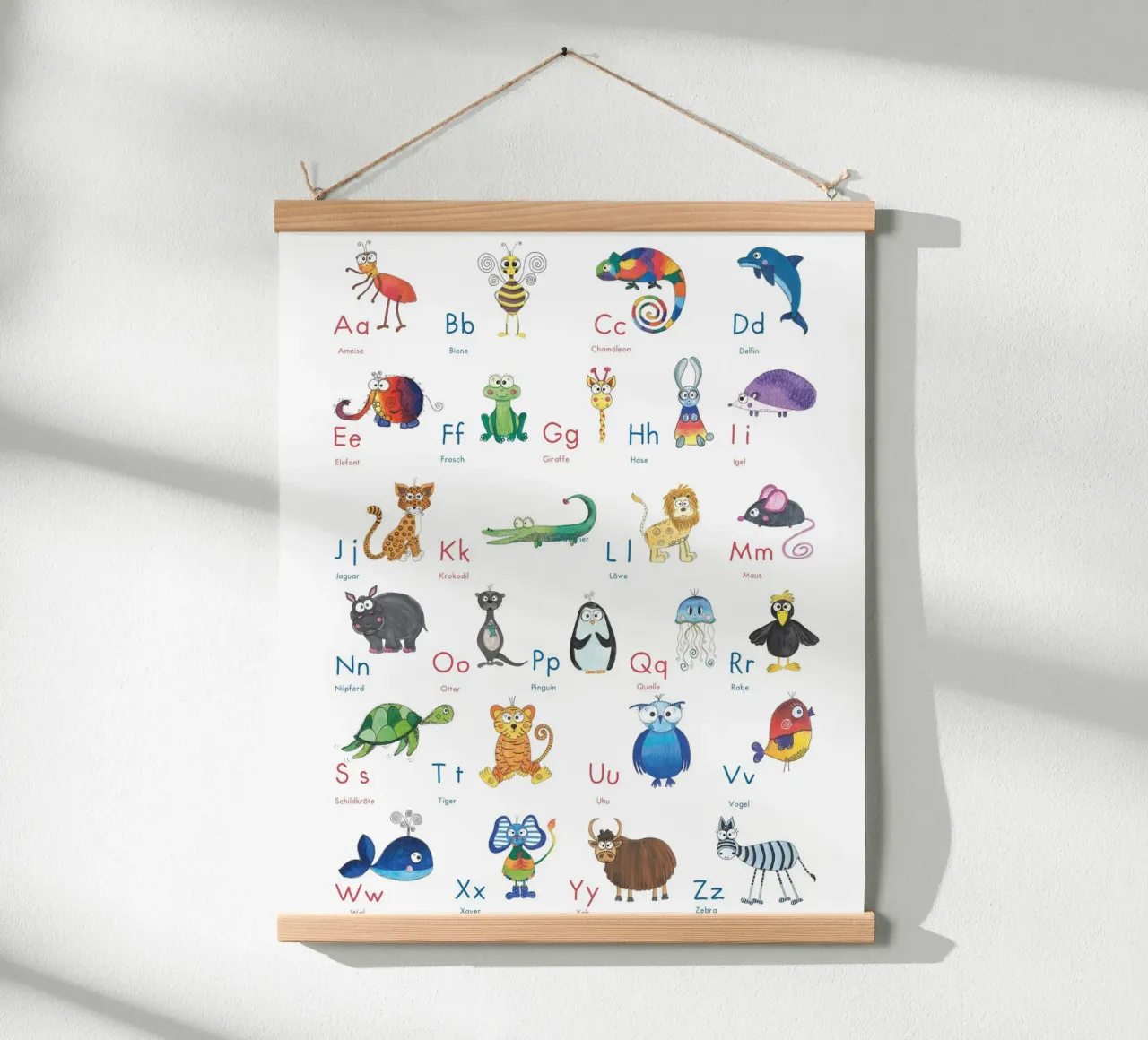 TIER ABC poster con telaio in legno da Inge Hauser Illustration