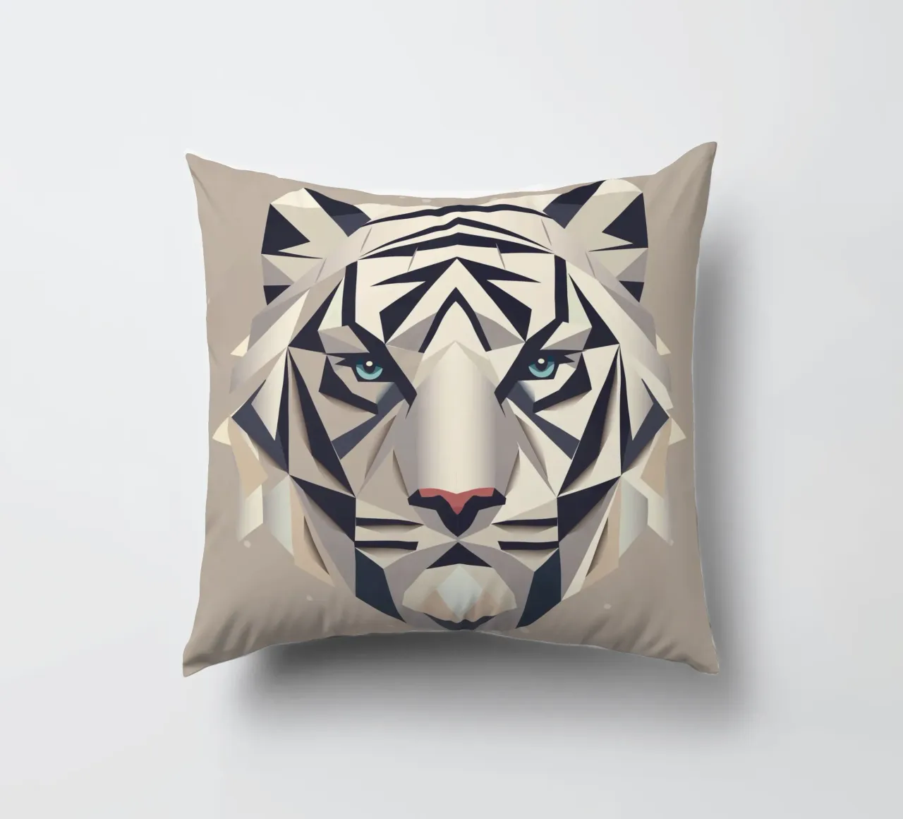 Geometric White Tiger - Strong and Elegant Art decorative cushion by namosh