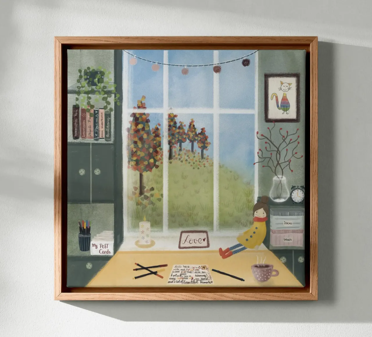 POSTCARD LOVE canvas with Floater frame by Inge Hauser Illustration