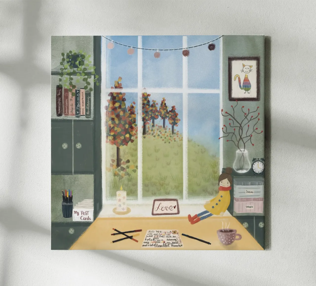 POSTCARD LOVE canvas with Floater frame by Inge Hauser Illustration