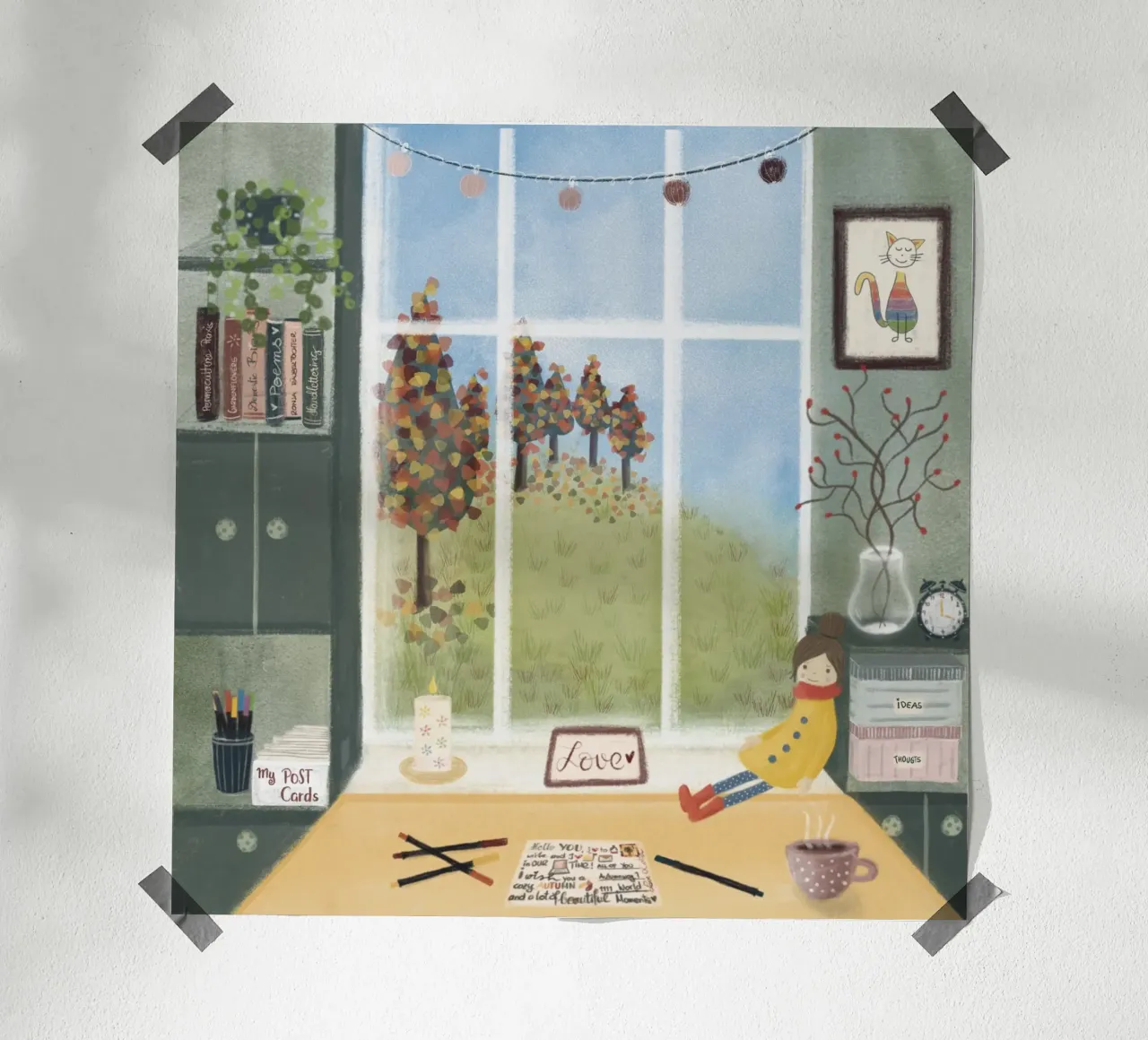 CARTOLINA POSTALE D'AMORE poster con telaio in alluminio da Inge Hauser Illustration