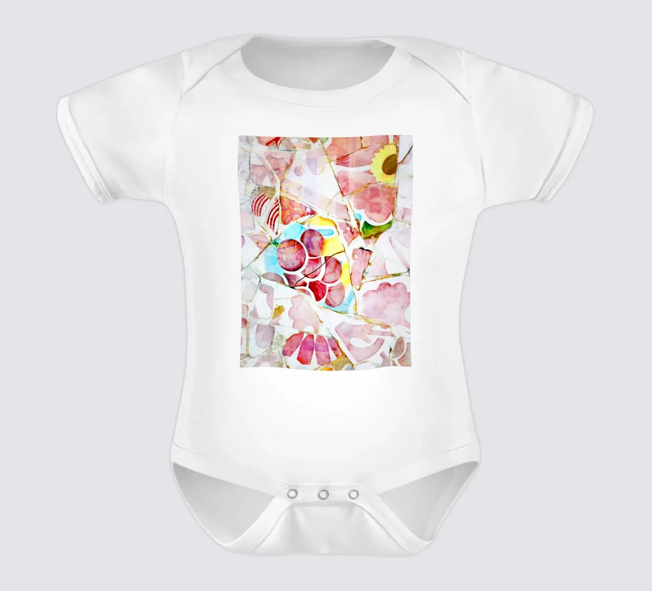 Mosaic of Barcelona 14 short-sleeve baby romper by amini54