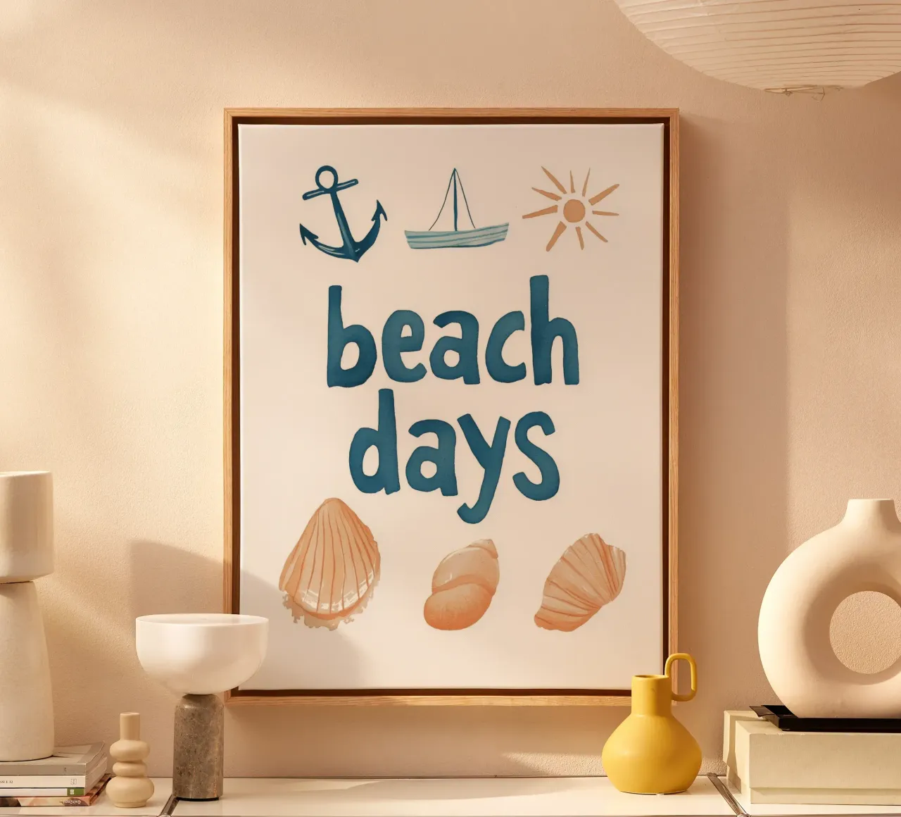 Beach Days No 2 canvas met Baklijst van treechild