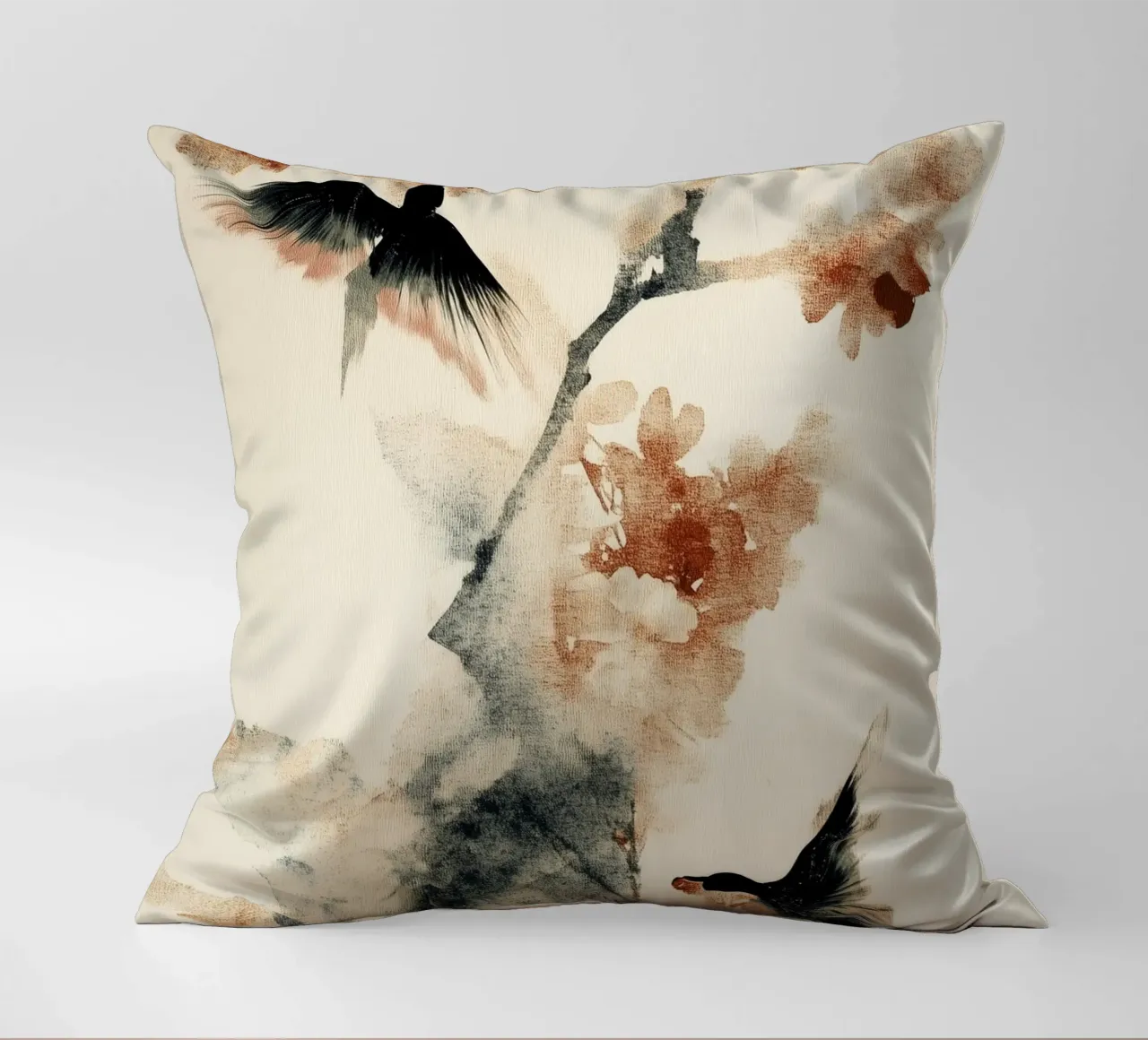 Cherry Birds decorative cushion by treechild