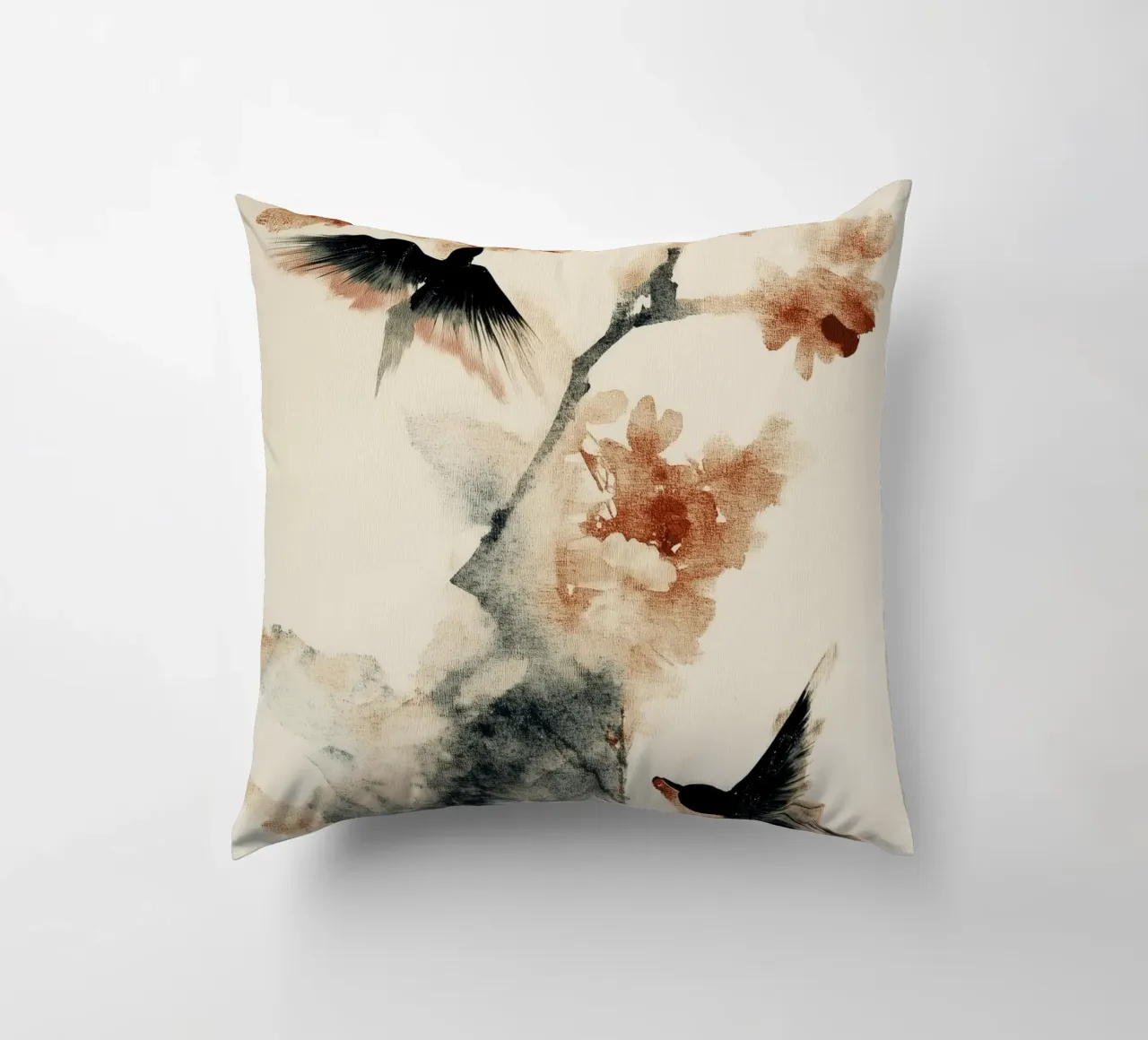 Cherry Birds decorative cushion by treechild