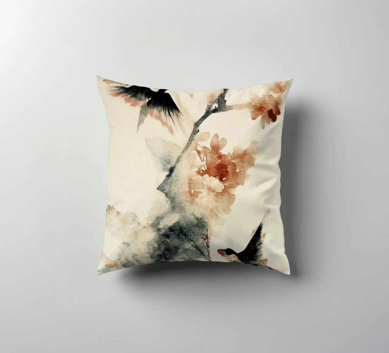 Cherry Birds decorative cushion by treechild