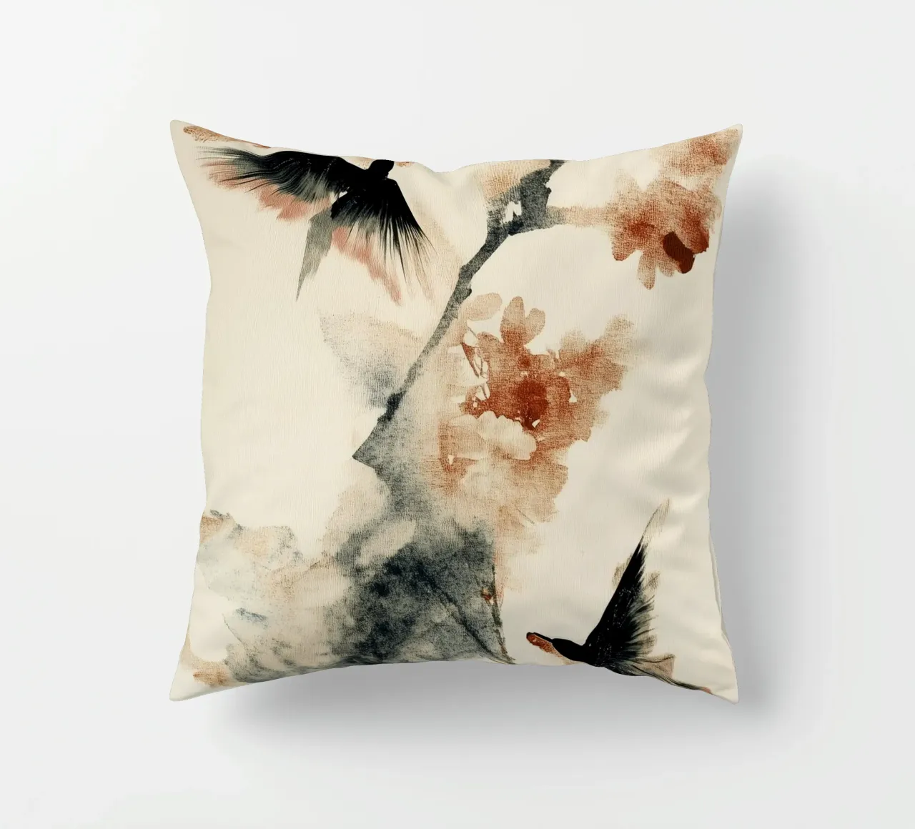 Cherry Birds decorative cushion by treechild