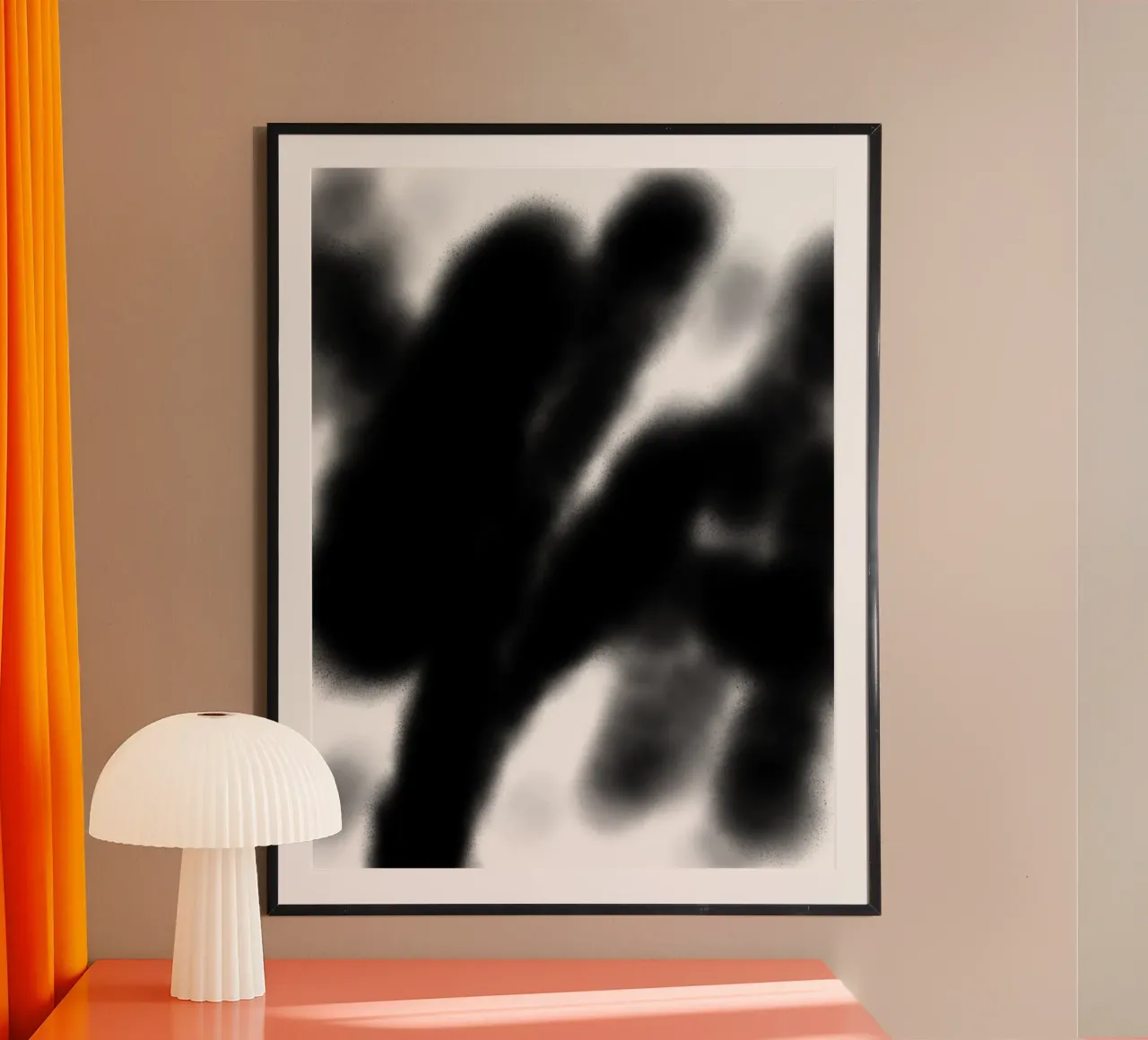 Astrazione in bianco e nero poster con telaio in legno da Studio B