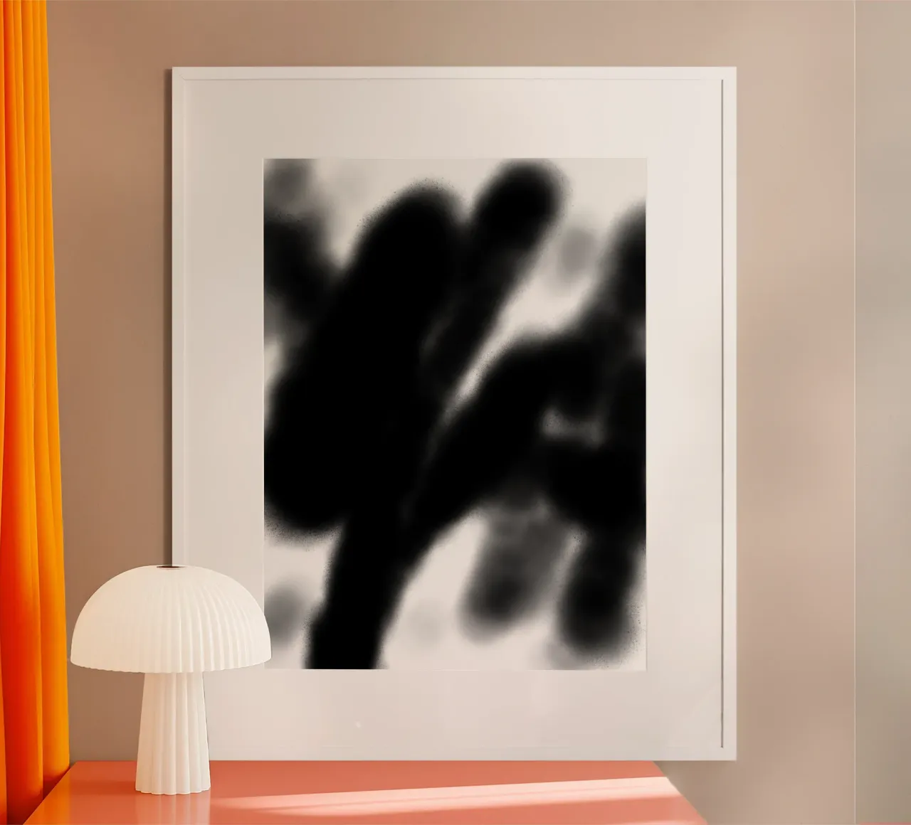 Astrazione in bianco e nero poster con telaio in legno da Studio B