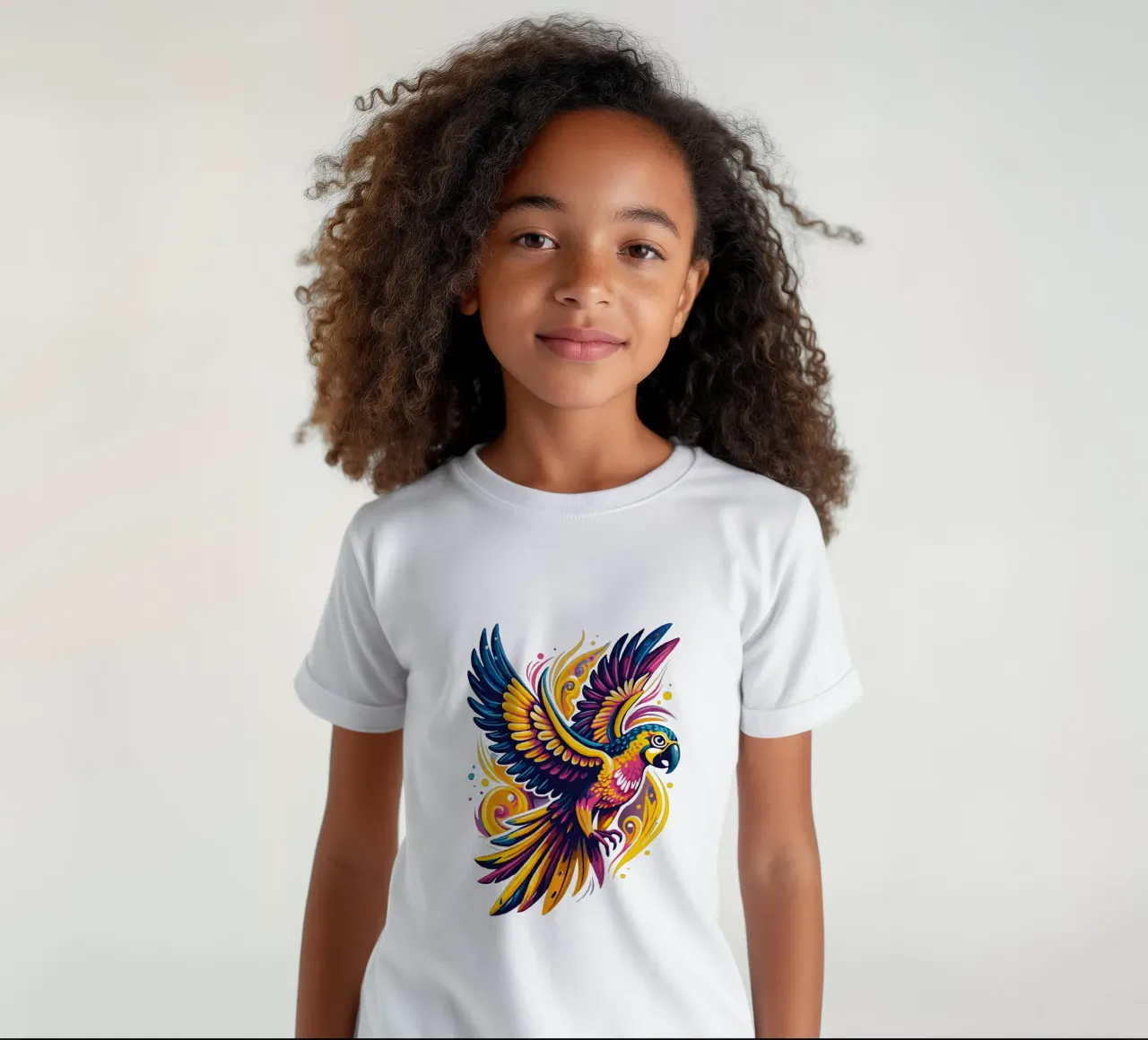 Illustrazione di pappagalli vivaci - Tropicale dinamico e colorato t-shirt bambini da Artnesia