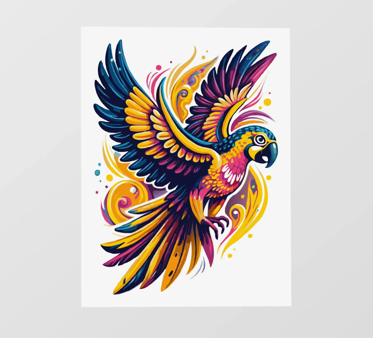 Illustrazione di pappagalli vivaci - Tropicale dinamico e colorato telo in pvc da Artnesia
