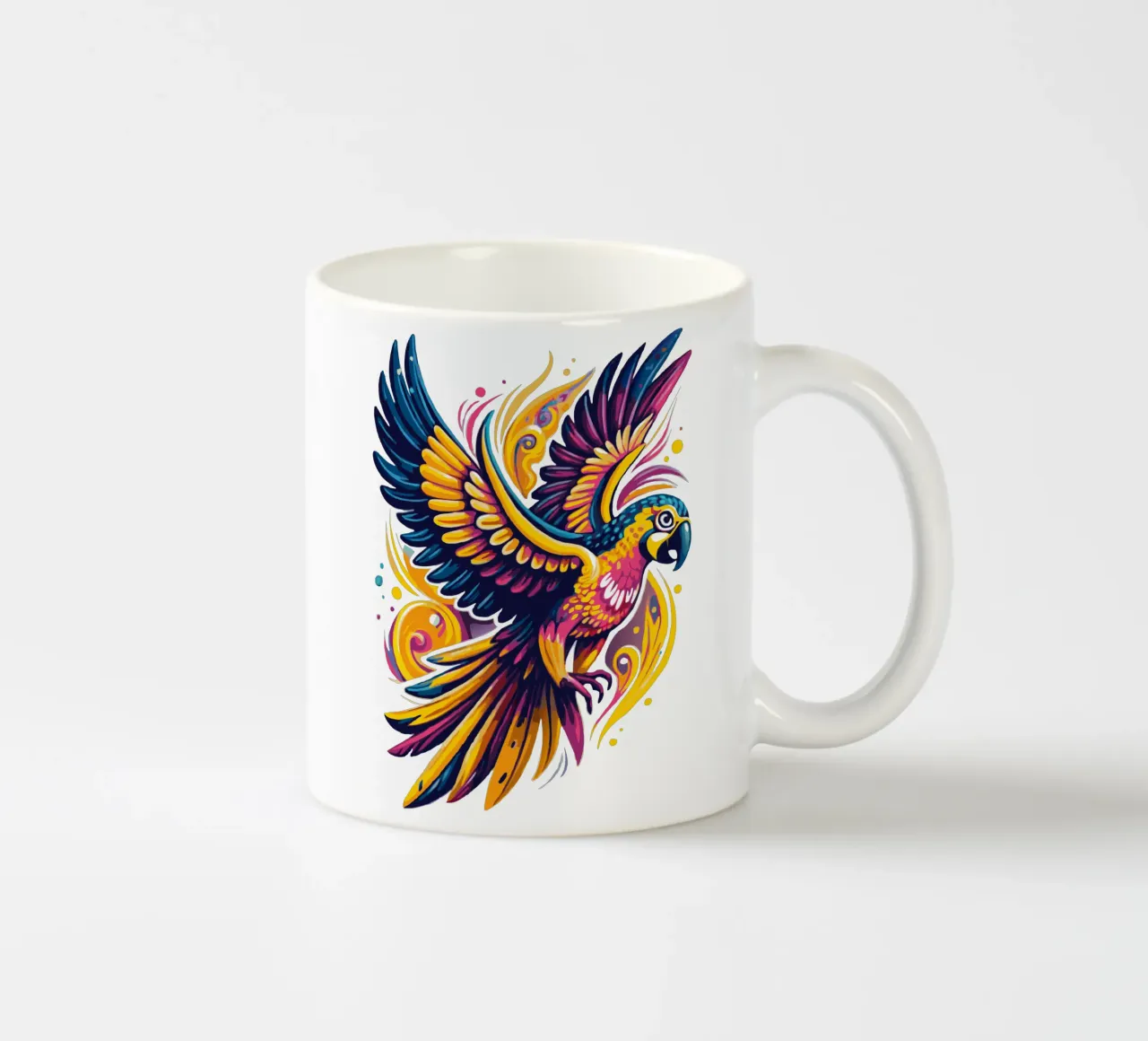 Illustrazione di pappagalli vivaci - Tropicale dinamico e colorato tazza in ceramica da Artnesia