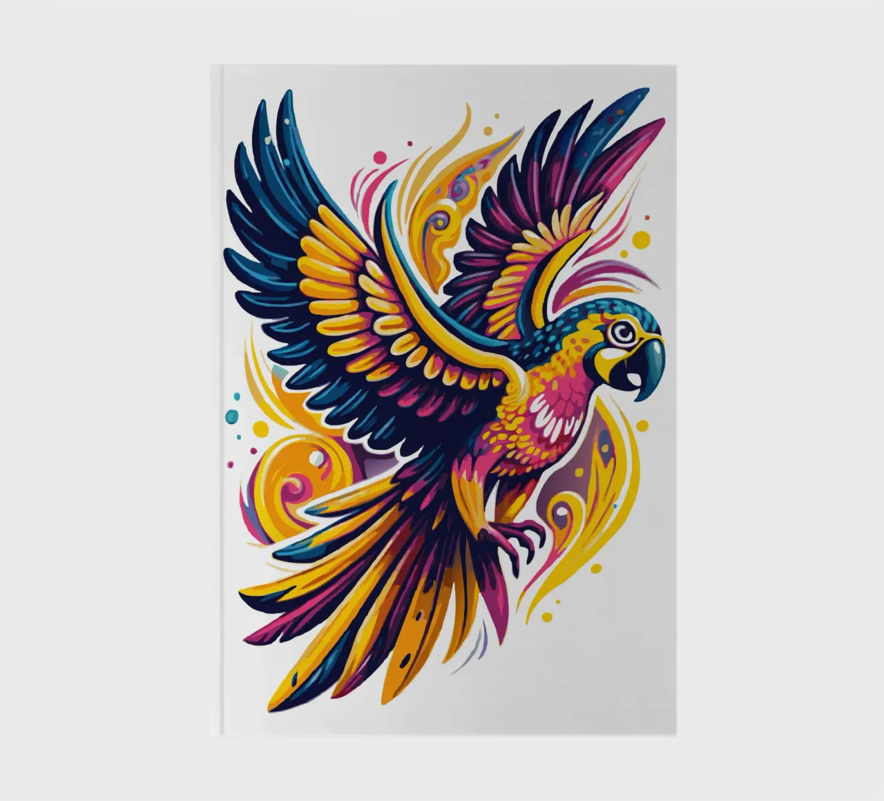 Vibrant Parrot Illustration - Dynamic and Colorful Tropical notebook by Artnesia