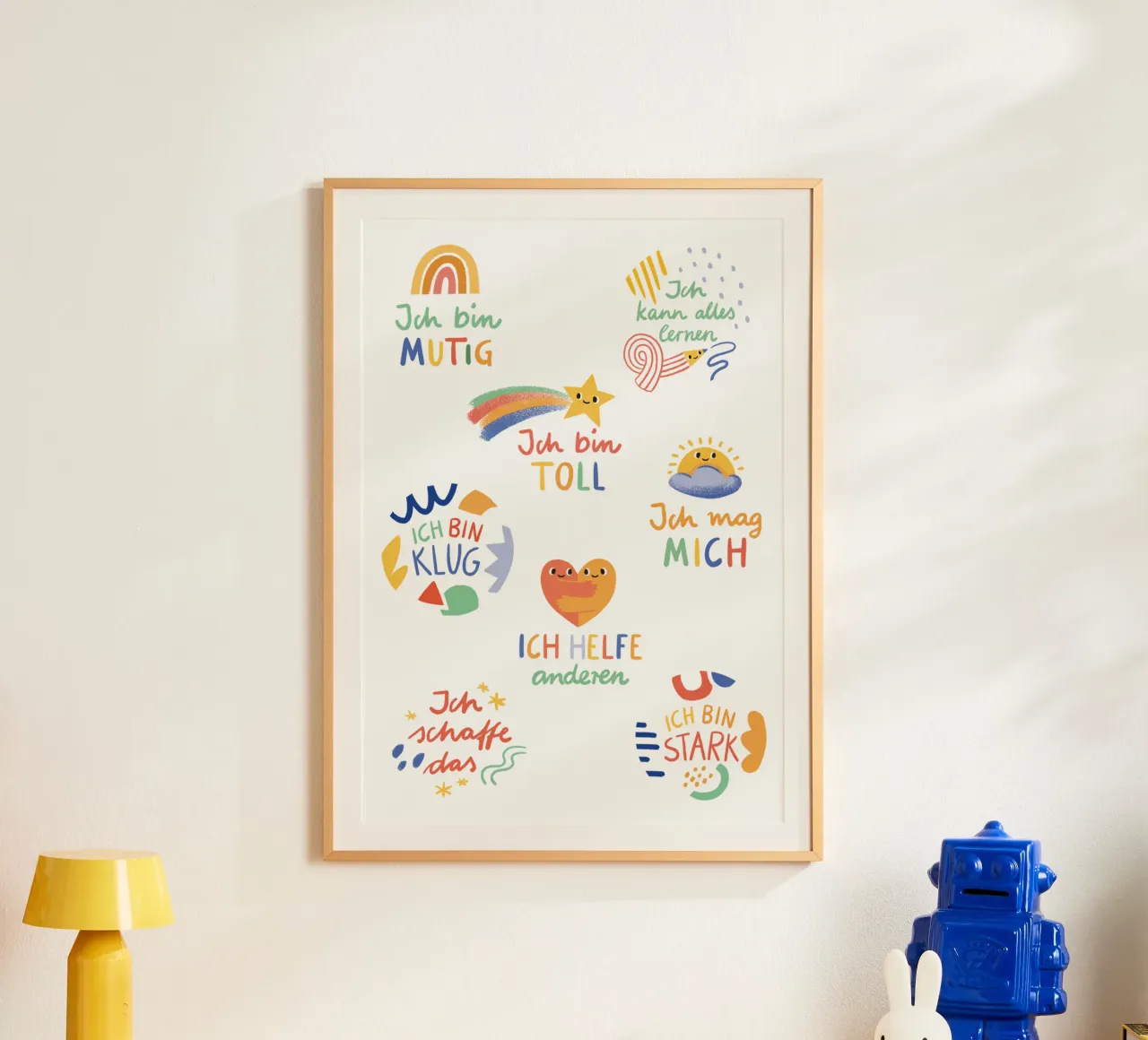 Affirmationen poster with plastic frame by VIERUNDFÜNFZIG