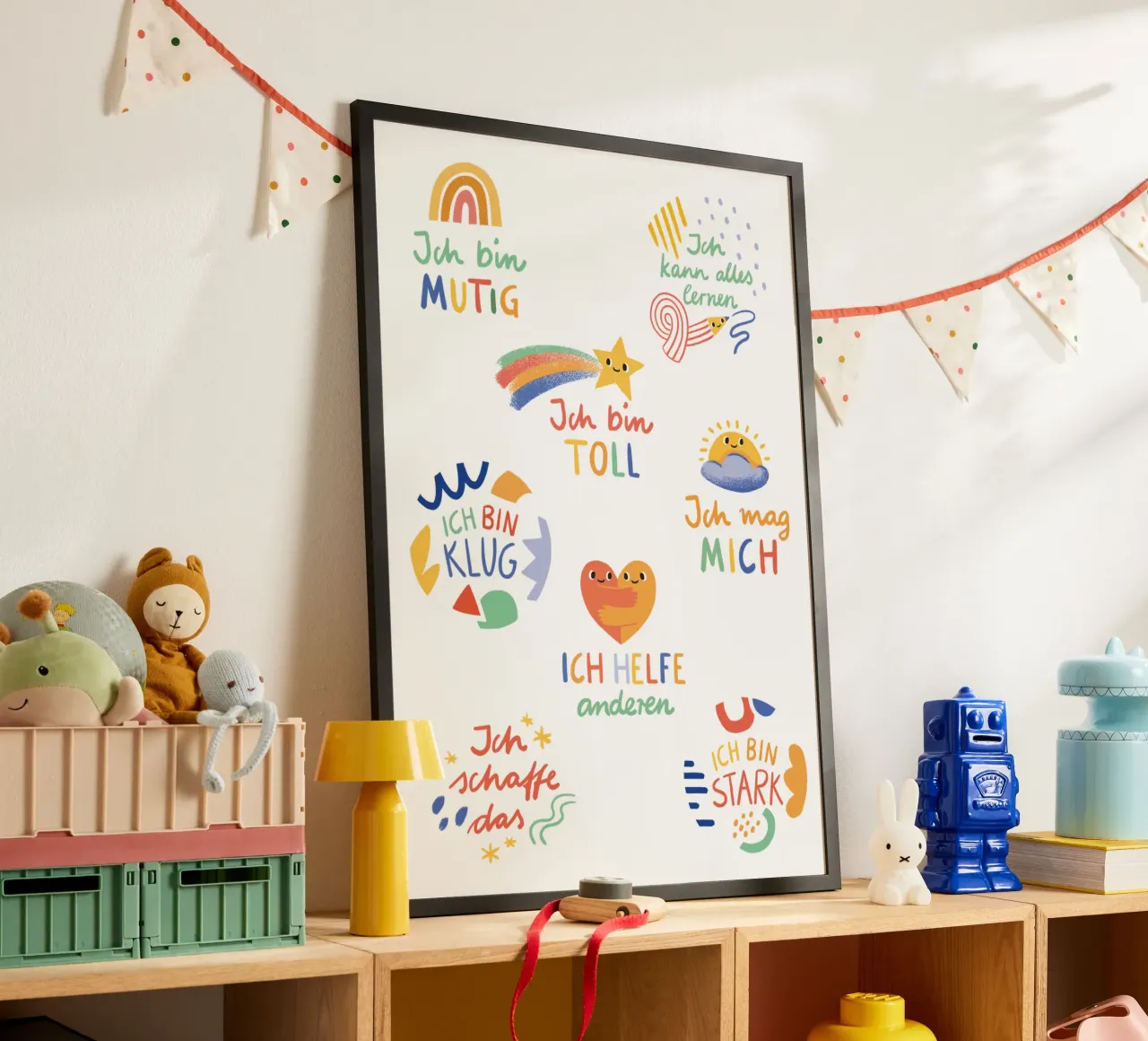 Affirmationen poster with plastic frame by VIERUNDFÜNFZIG