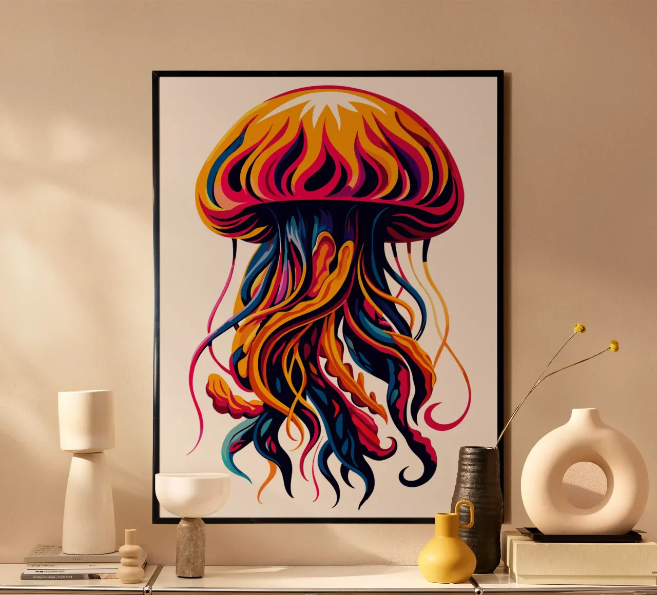 Vibrant Jellyfish Illustration - Mesmerizing and Colorful Oc poster by Artnesia