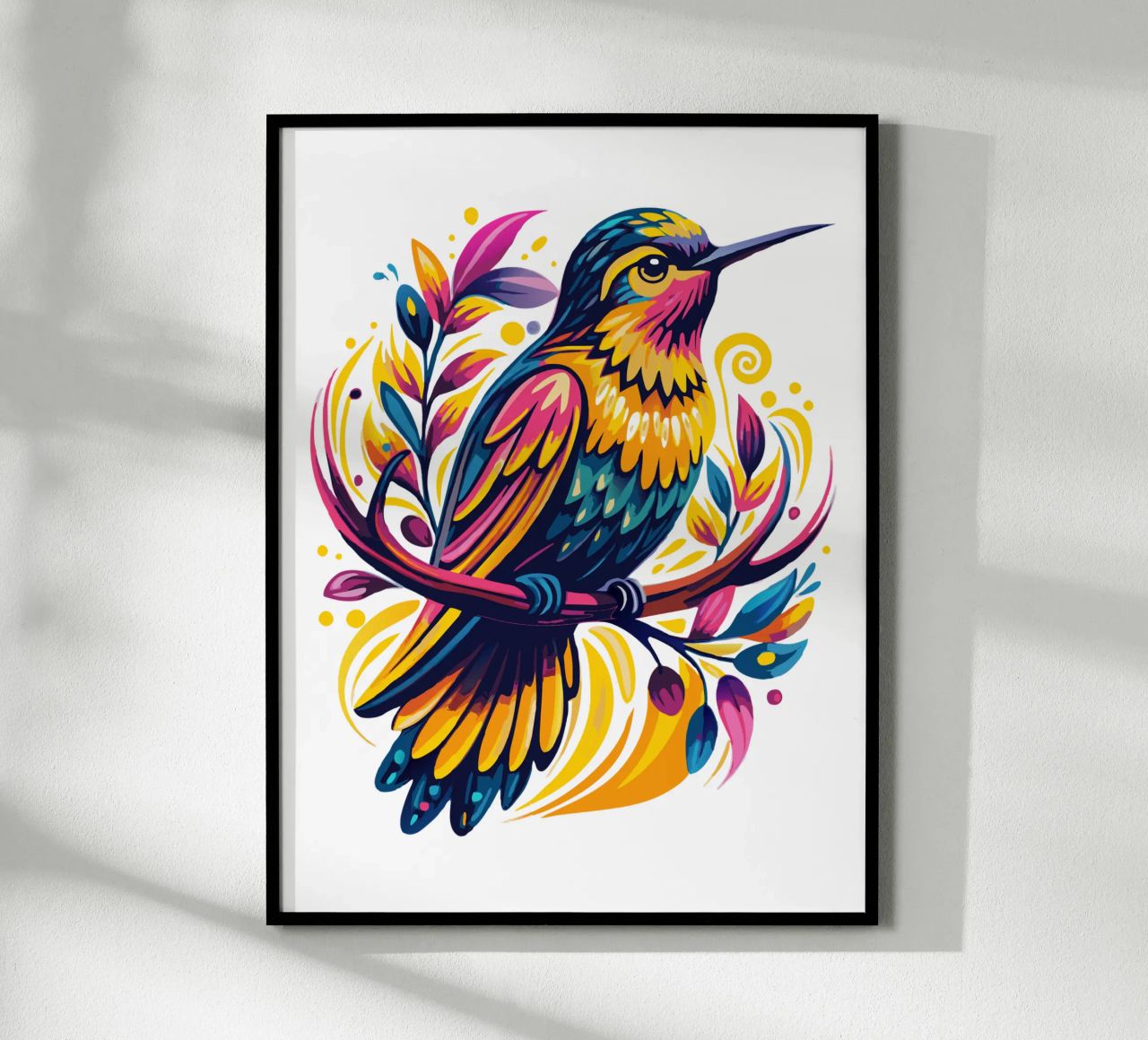 Colorful Hummingbird Illustration - Whimsical Nature Art poster by Artnesia