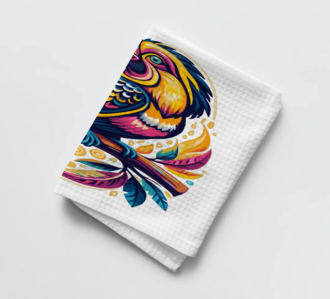 Illustration de calao - Oiseau coloré et tropical torchon de Artnesia