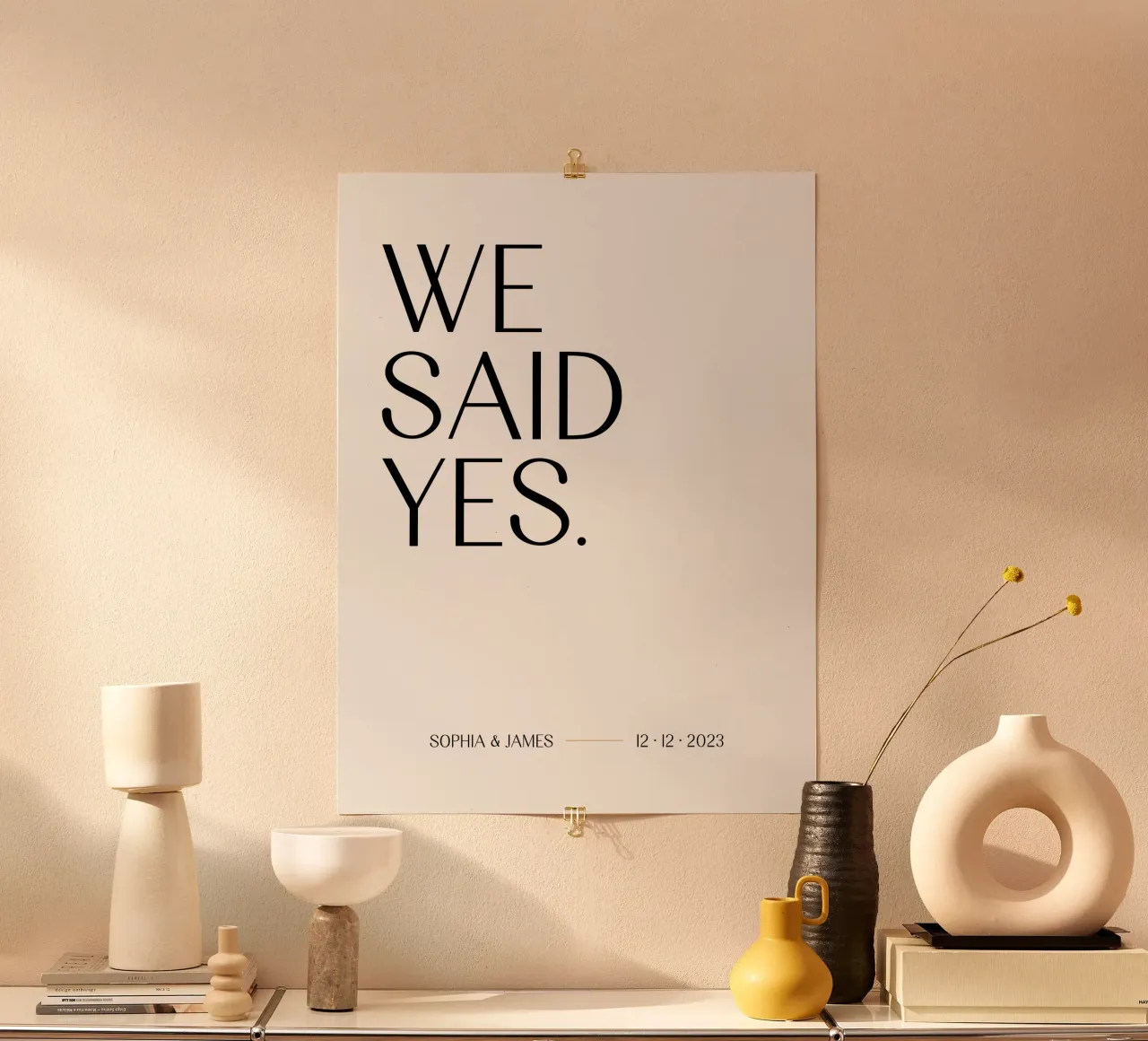 We Said Yes (Custom Wedding Print) poster with wooden frame by Prints By Ayleen