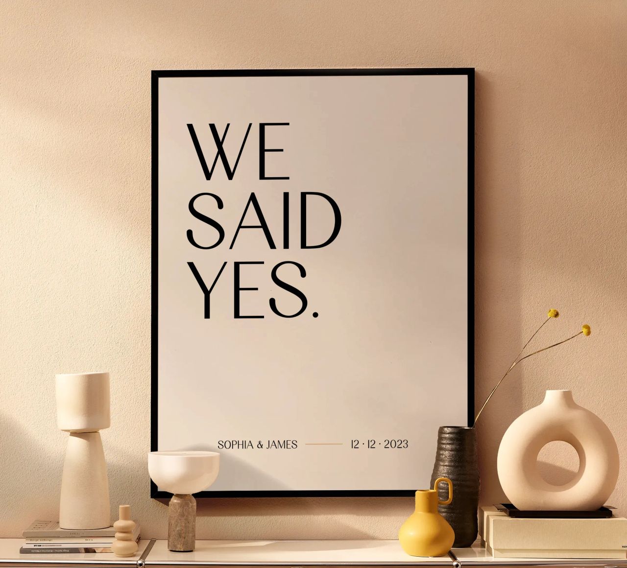 Wir haben Ja gesagt (individueller Hochzeitsdruck) Poster mit Aluminium Rahmen von Prints By Ayleen