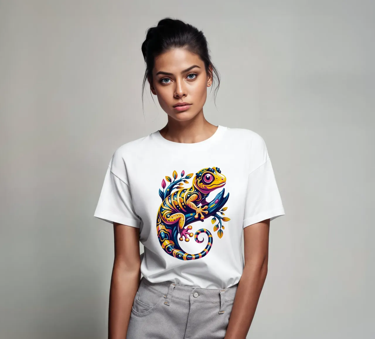 Illustration d'un gecko coloré - Reptile vibrant et fantaisiste t-shirt de Artnesia