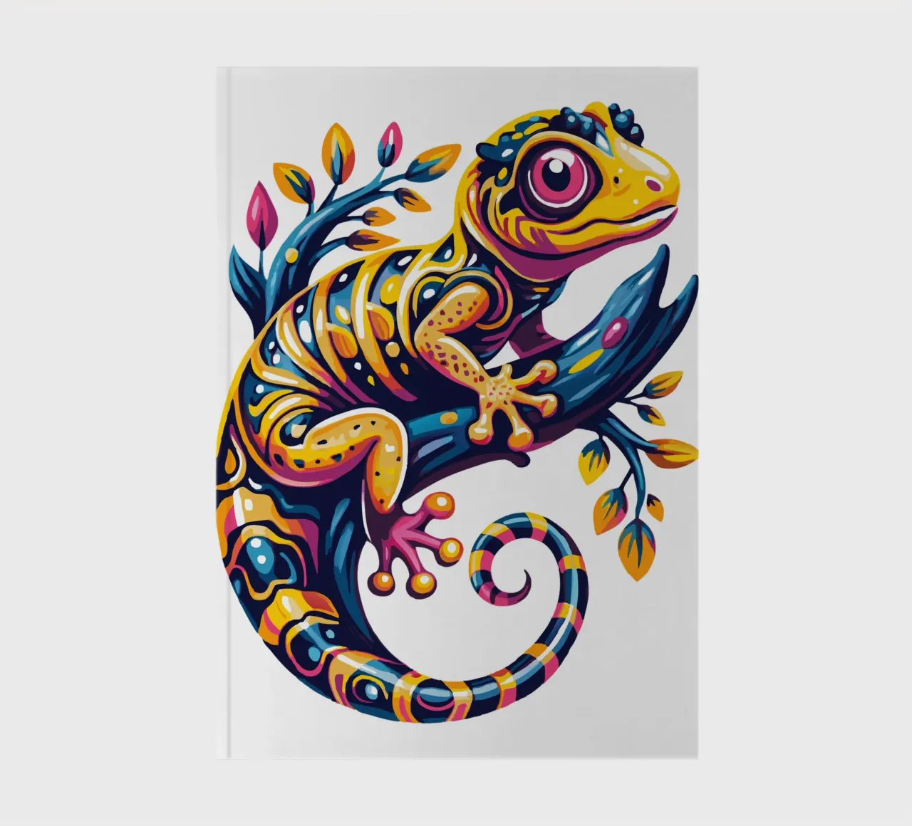 Illustration d'un gecko coloré - Reptile vibrant et fantaisiste carnet de notes de Artnesia