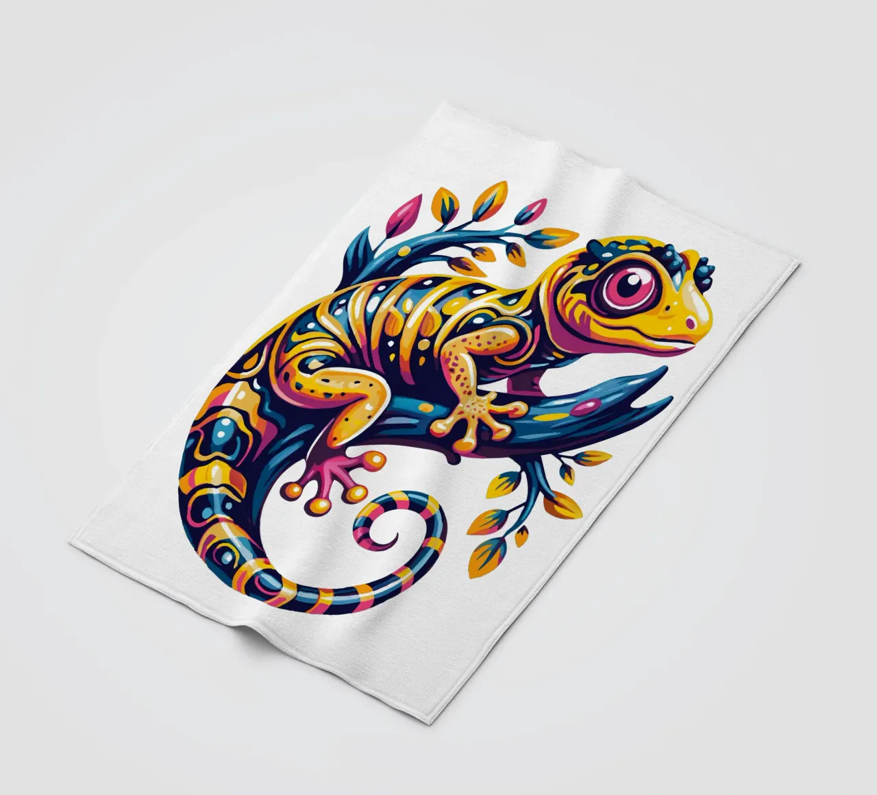 Colorful Gecko Illustration - Vibrant and Whimsical Reptile fleece blanket by Artnesia