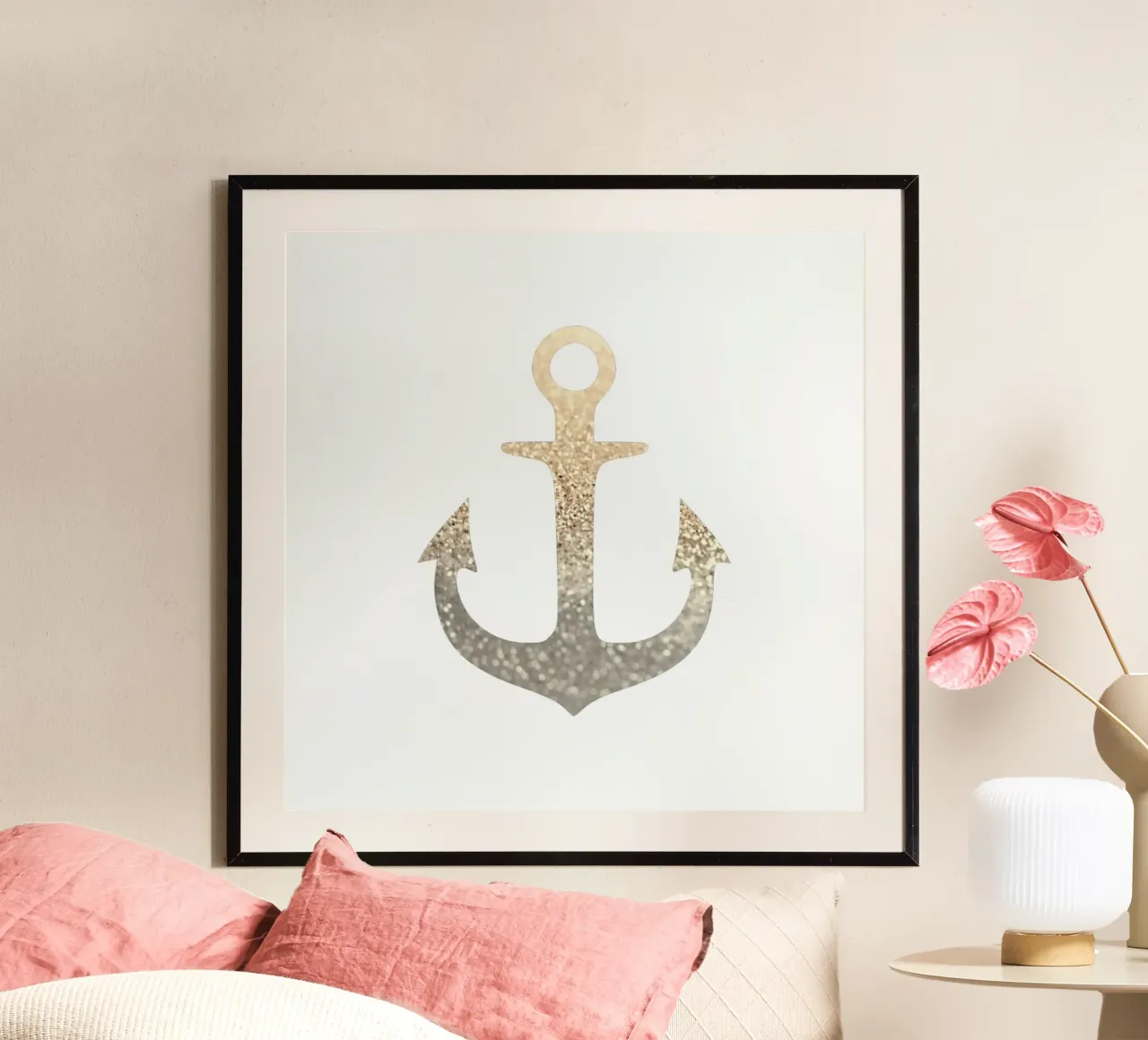 Gold Anchor poster con telaio in legno da Monika Strigel