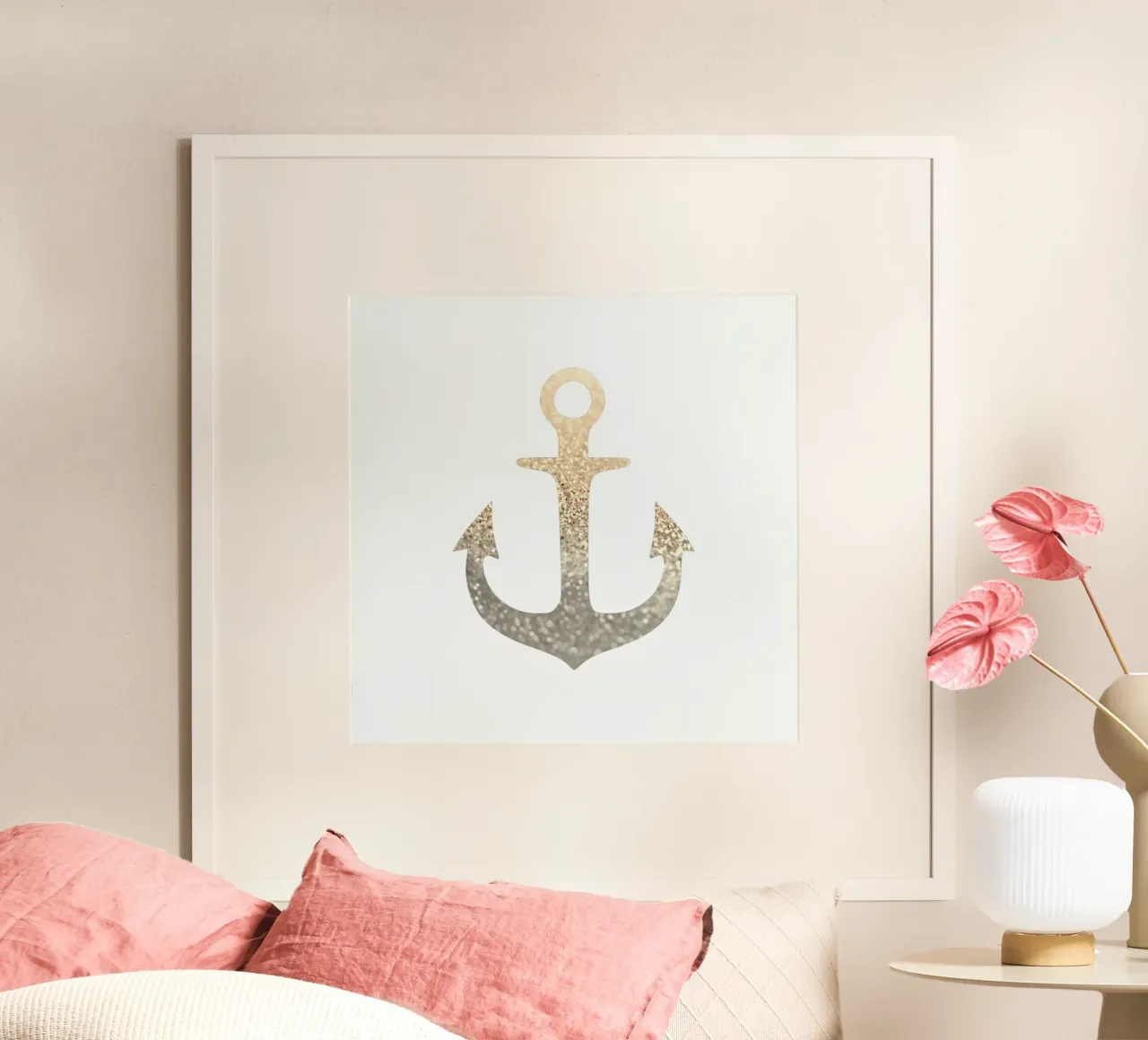Gold Anchor poster con telaio in legno da Monika Strigel