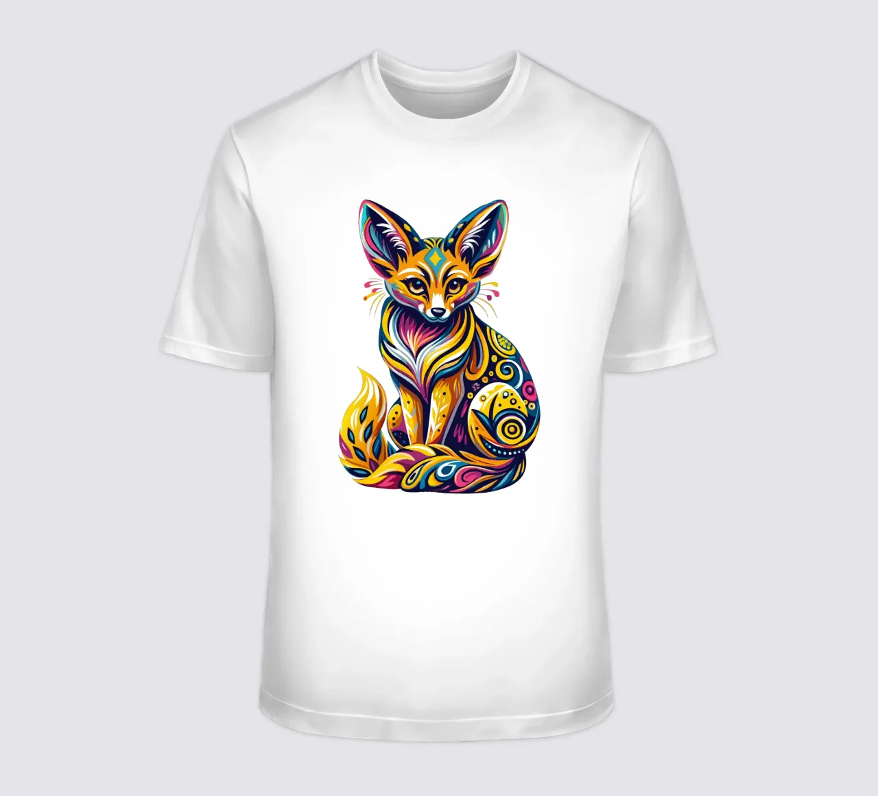 Vibrant Fennec Fox Illustration - Colorful and Whimsical Des t-shirt by Artnesia