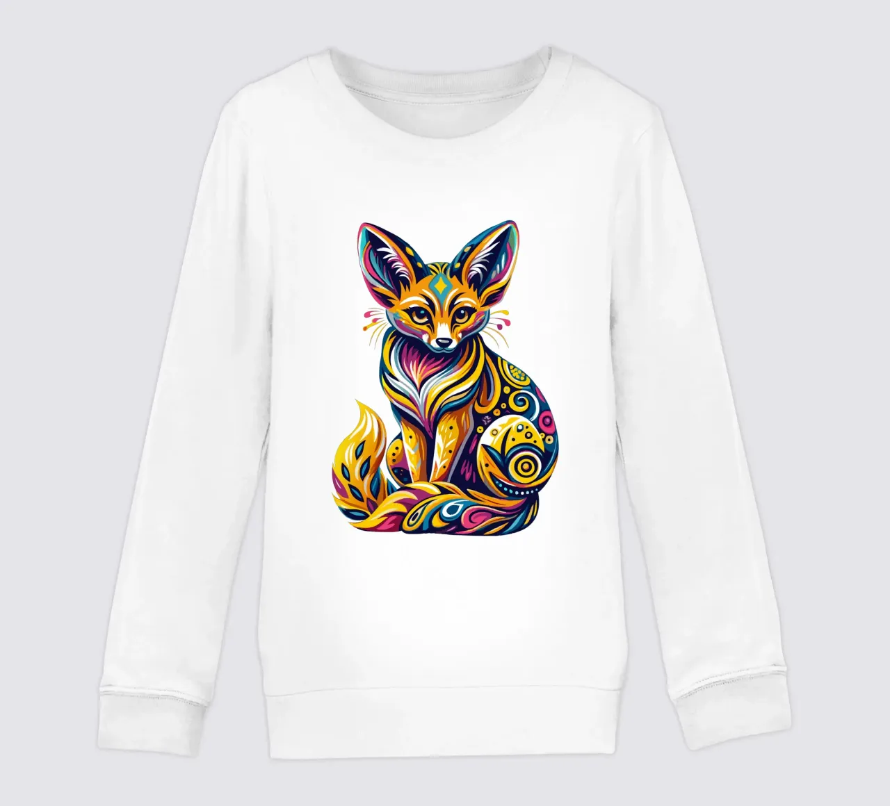 Illustrazione vibrante di una volpe Fennec - Colorata e stravagante Des felpa bambino da Artnesia
