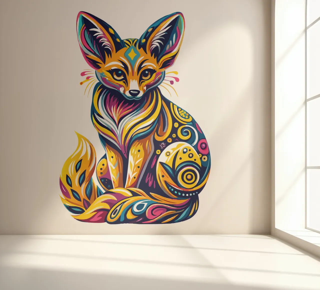Vibrant Fennec Fox Illustration - Colorful and Whimsical Des photo wallpaper by Artnesia