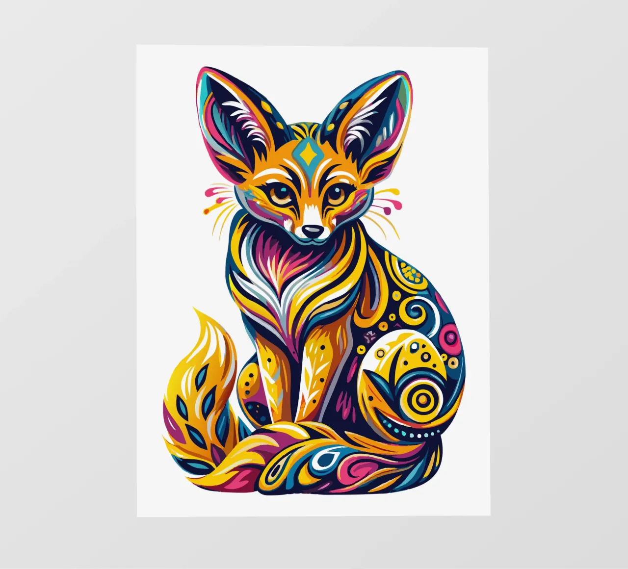 Illustrazione vibrante di una volpe Fennec - Colorata e stravagante Des telo in pvc da Artnesia