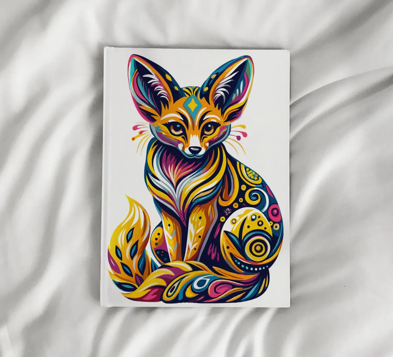 Vibrant Fennec Fox Illustration - Colorful and Whimsical Des notebook by Artnesia