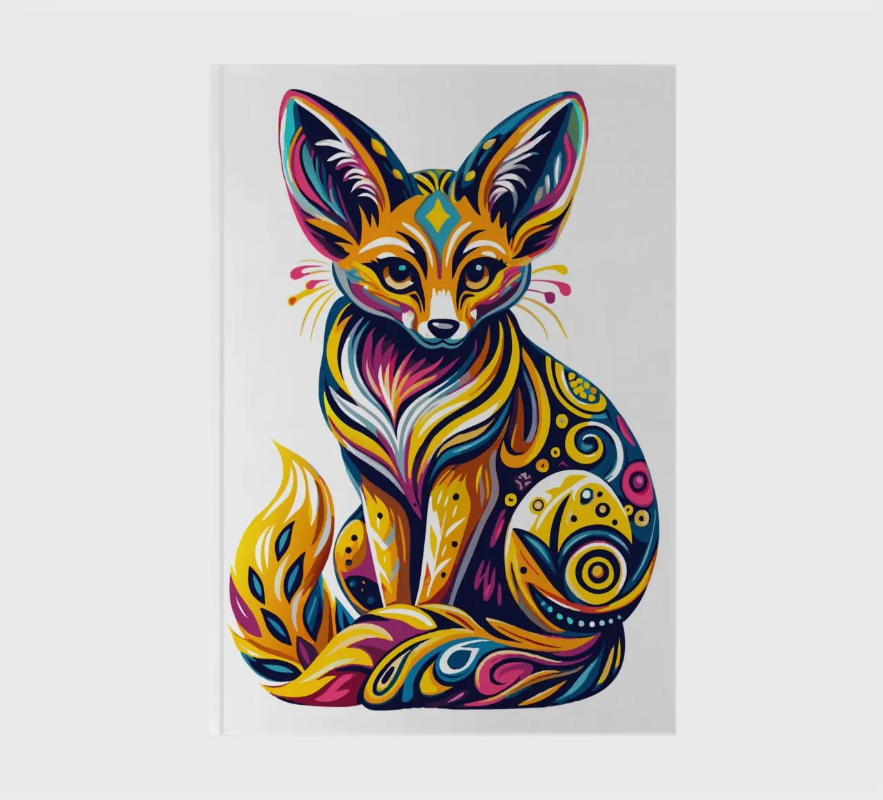 Vibrant Fennec Fox Illustration - Colorful and Whimsical Des notebook by Artnesia