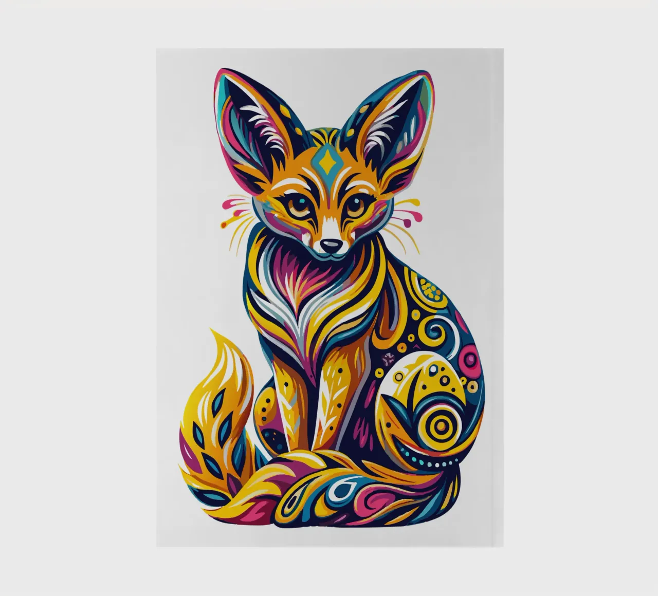 Vibrant Fennec Fox Illustration - Colorful and Whimsical Des notebook by Artnesia