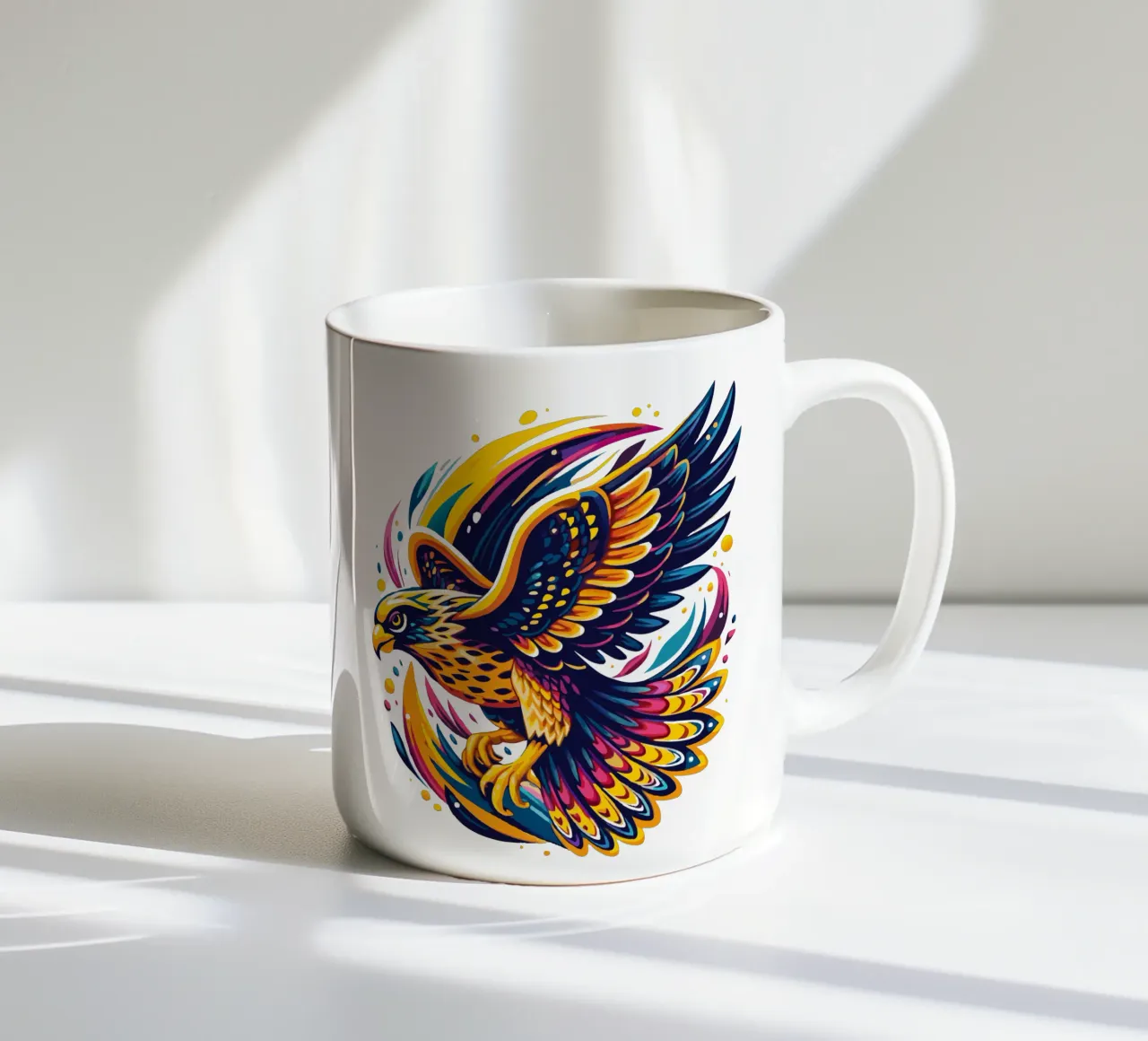 Illustrazione di un falco maestoso tazza in ceramica da Artnesia