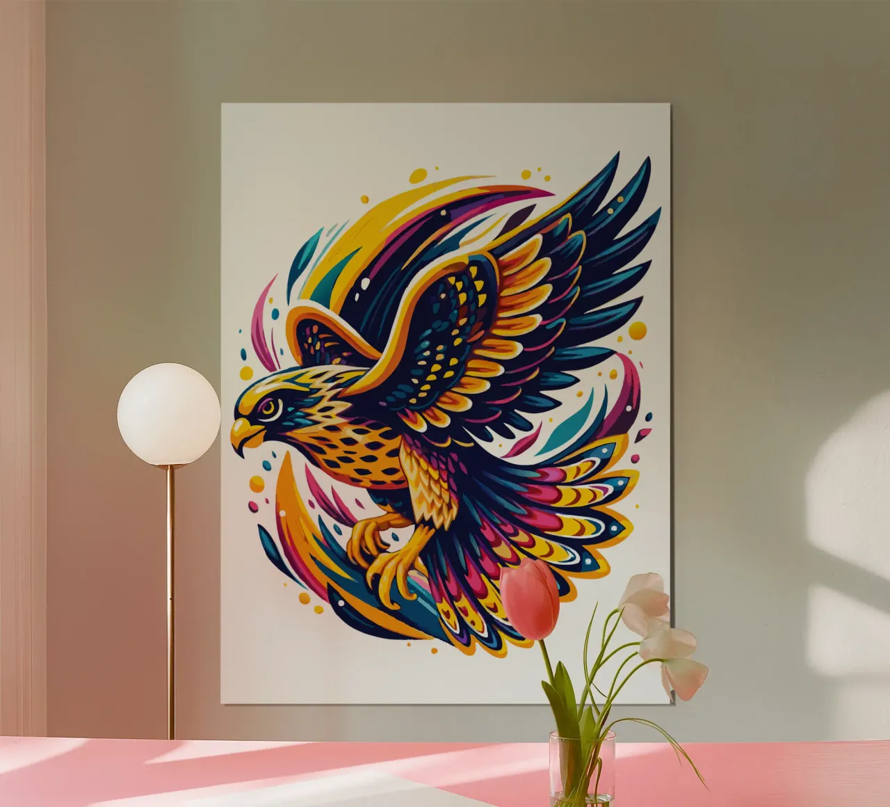 Illustrazione di un falco maestoso poster con telaio in plastica da Artnesia