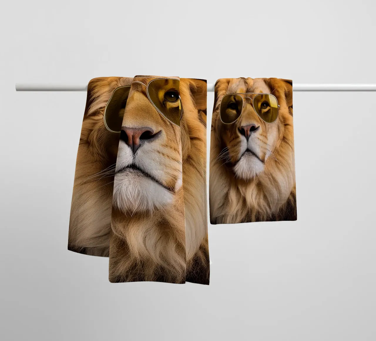 Majestic Lion with Aviator Sunglasses – Cool and Quirky Anim towel by FlexiDesignsByK