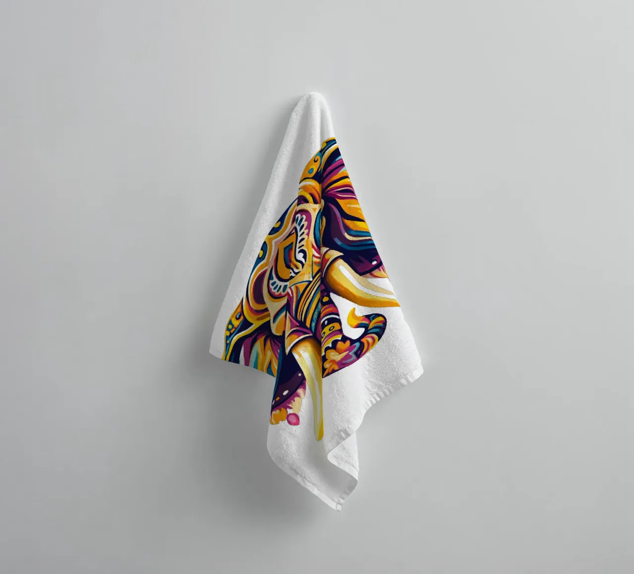 Colorful Elephant Illustration - Vibrant Wildlife Art towel by Artnesia