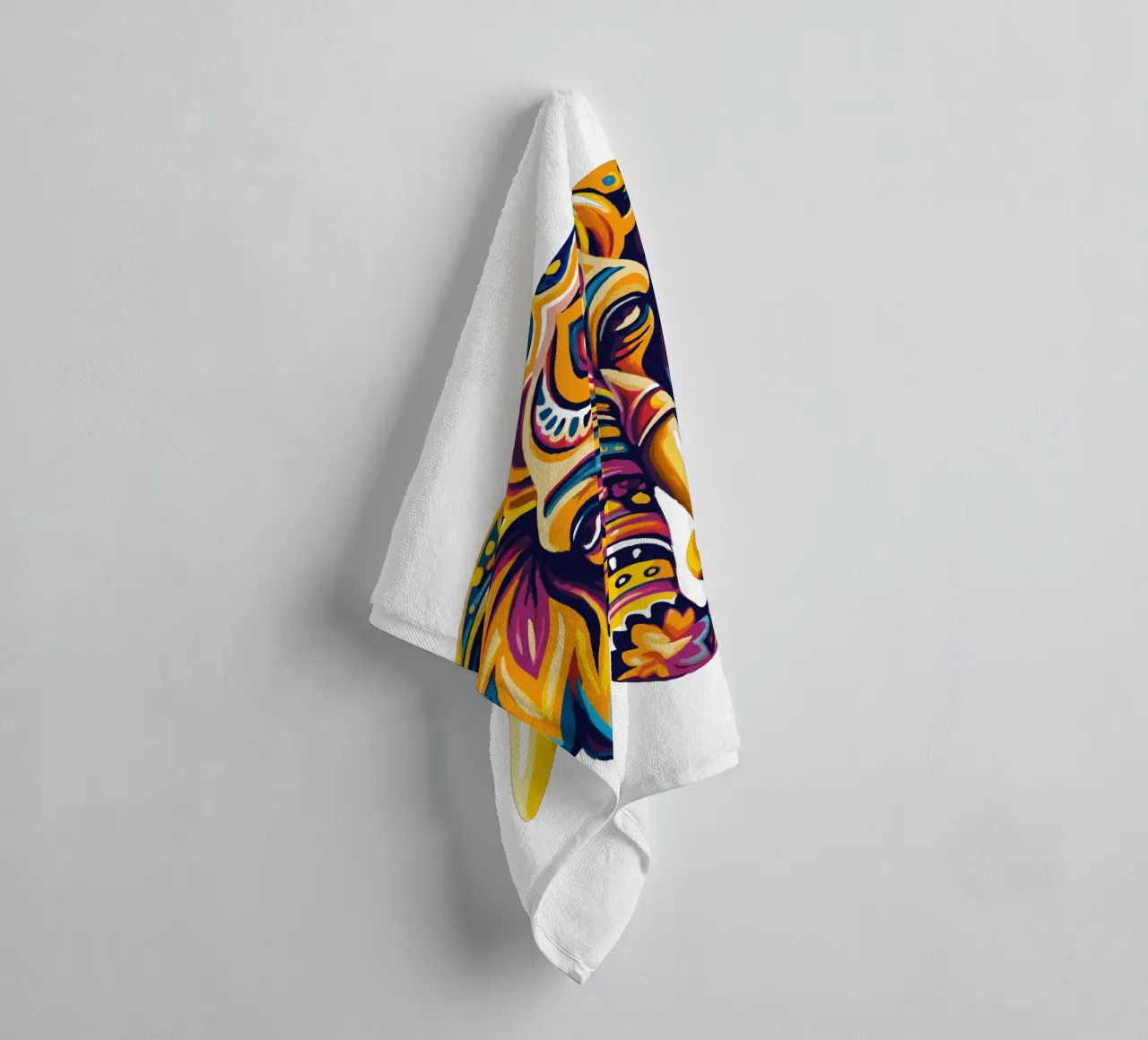 Colorful Elephant Illustration - Vibrant Wildlife Art towel by Artnesia