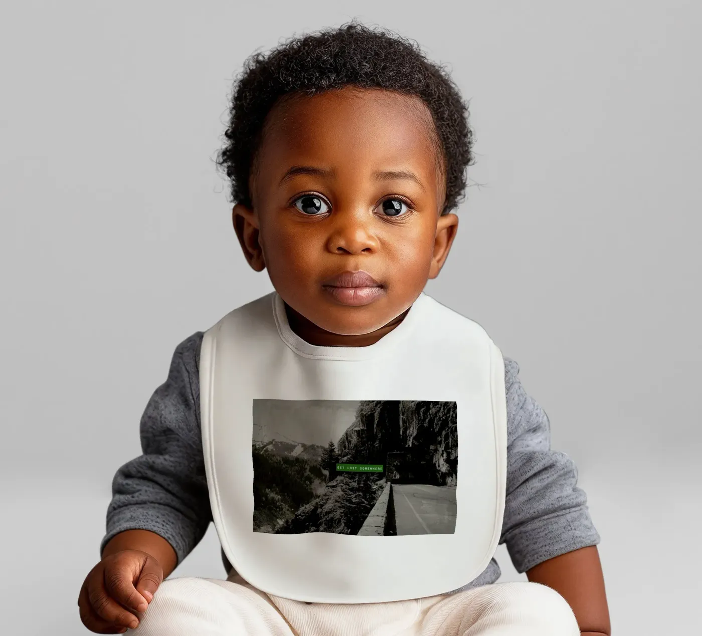 Get Lost Somewhere baby bib by Leah Flores