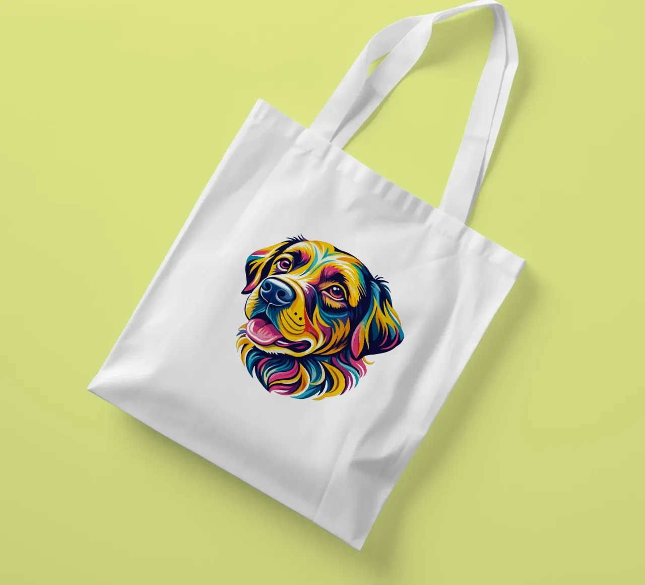 Illustrazione di ritratto di cane vivace - Animale domestico colorato e giocoso borsa in juta da Artnesia