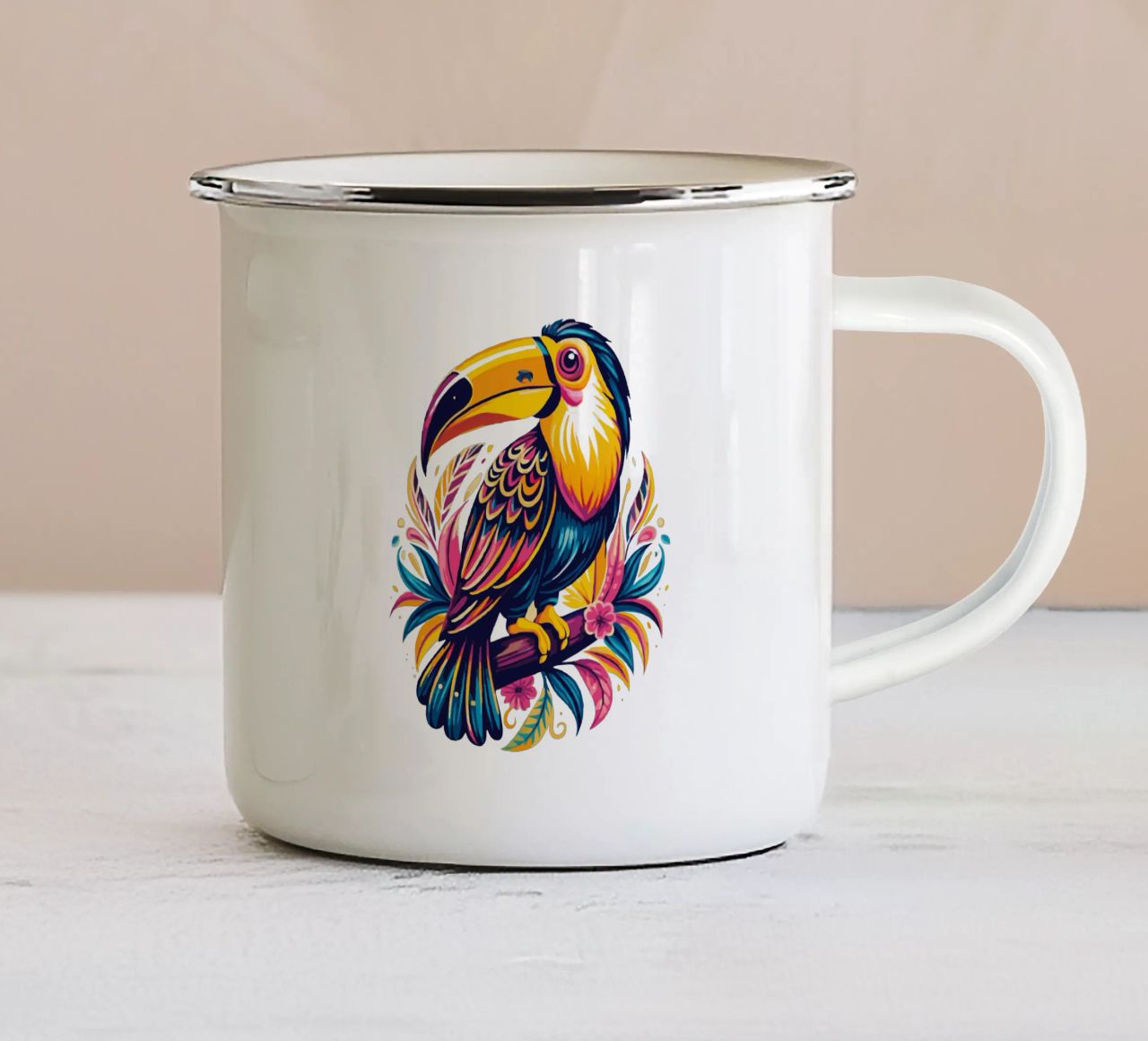 Toucan Illustration - Colorful and Exotic Tropical Bird Art tazza in smalto da Artnesia